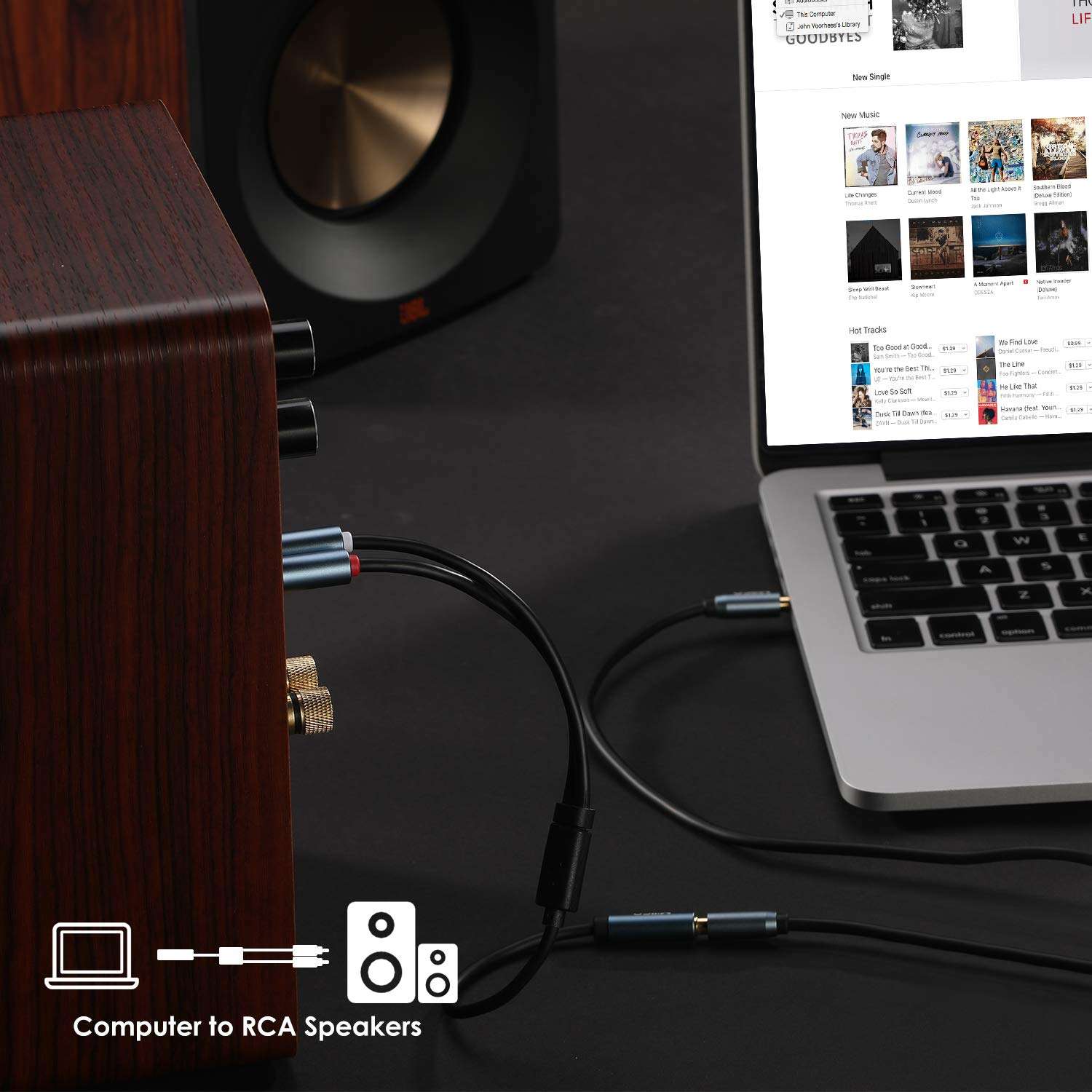 MillSO RCA to 3.5mm Female Adapter 3.5mm Female to 2 RCA Male Stereo Audio Cable TRS 1/8 Aux to Dual RCA Male Cable for Smartphone, Tablet, MP3, Speaker, Home Theater, Receiver, Mixer - 12 inch 2