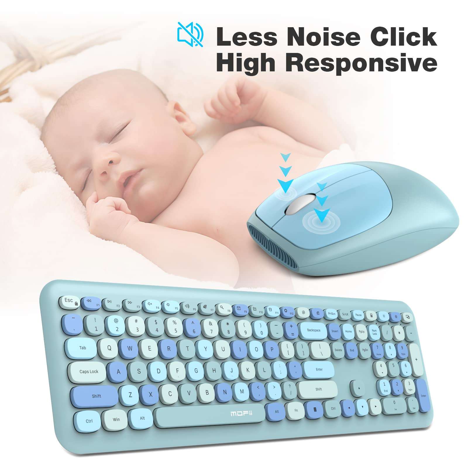 MOFii Wireless Keyboard and Mouse Combo, 2.4G Slim Full-Sized Ergonomic Keyboard Mouse for PC Desktop Laptops Windows (Blue Colorful) 4