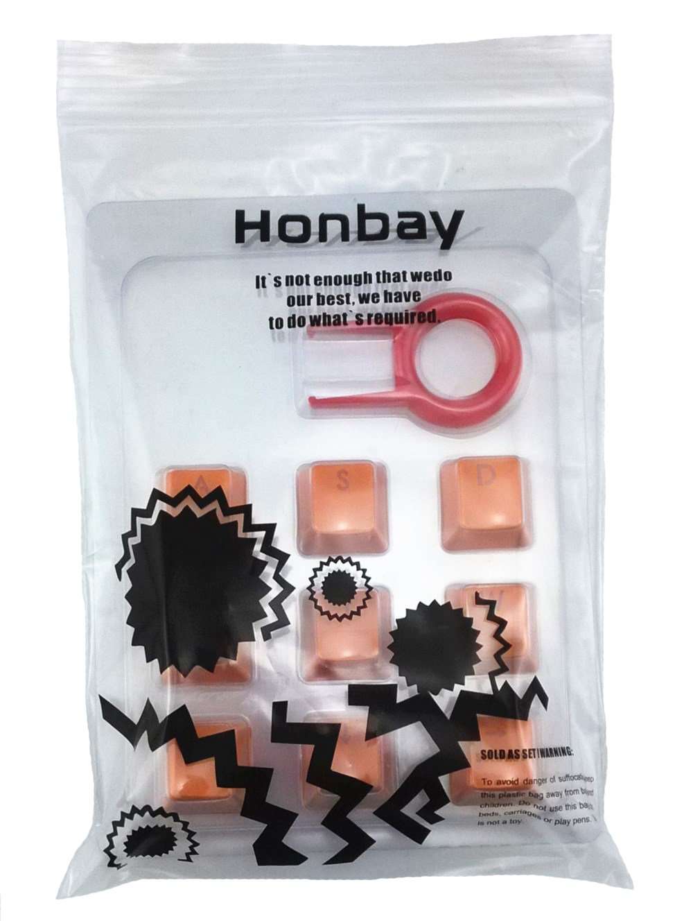 Honbay 9 Orange PBT Keys Backlit Translucent Keycaps for Mechanical Keyboard with Red Key Puller 6