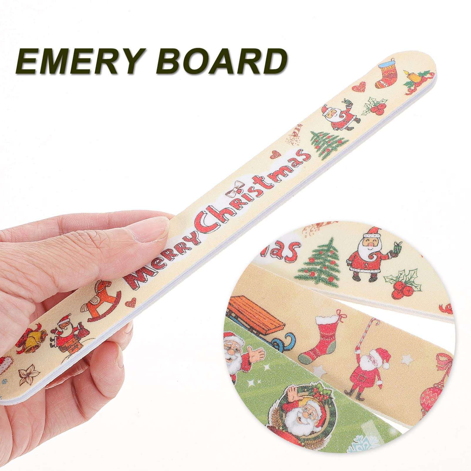 FRCOLOR 12pcs Christmas Nail Files Double Sided Emery Board Nail Sanding File for Natural and Acrylic Nails (Random Style) 2