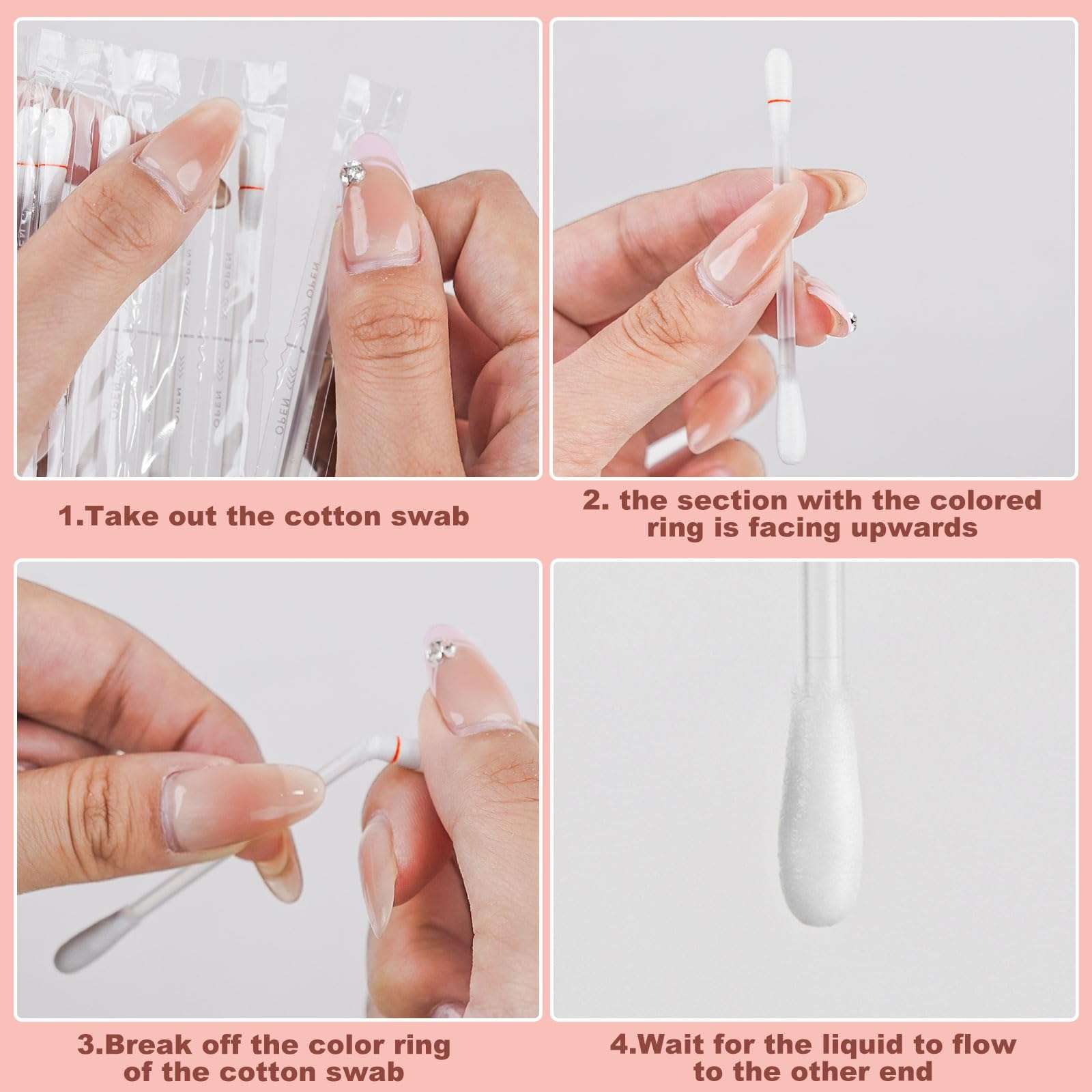 Cotton Swabs,Cotton Makeup Remover Swabs,Eye & Lip Sticks Remover,Liquid-Filled Makeup Remover Swabs Disposable Cotton Swabs for Eye/Lip/Eyebrow/Eyelash Makeup (Pack of 300) 5