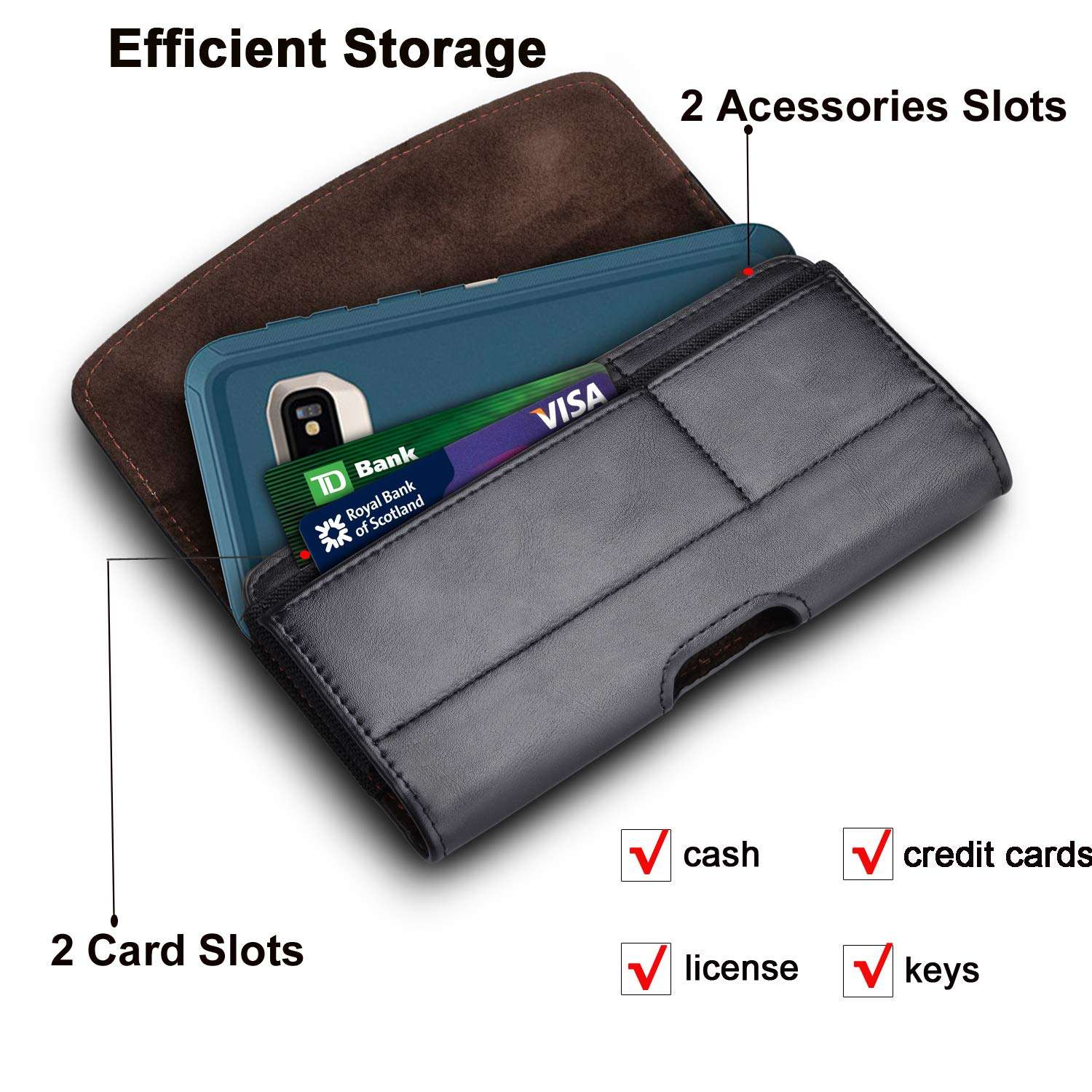 Takfox Phone Holster for Samsung Galaxy S25 S24 S23 S22 S21 A17 A16 A15 A26 A36 Motorola G 5G 2025 G Stylus G Power G Play G Pure G7 Power Cell Phone Pouch Belt Clip Belt Holder Carrying Case,Black 3