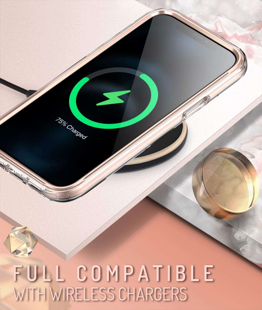 Popshine Marble Series Designed for iPhone 12 Mini 5.4 inch Case, Premium Hybrid Slim Stylish Full Body Protective Flexible TPU Bumper Case with Built-in-Screen Protector, Liquid Marble Pink 6