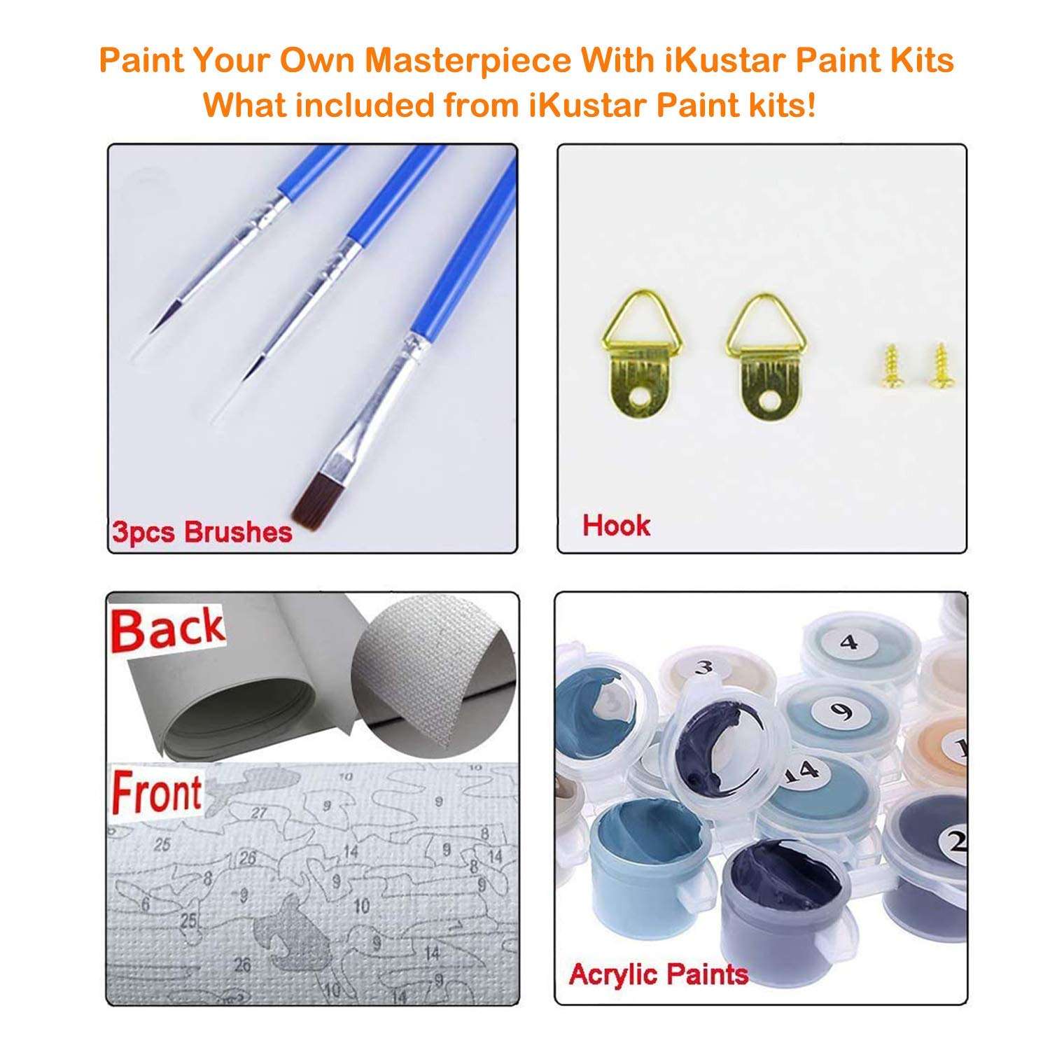 iKustar Paint by Numbers DIY Acrylic Painting Kits for Kids & Adults Beginner–16" W x 20" L Village hut Pattern(20"x16" Frameless) 4