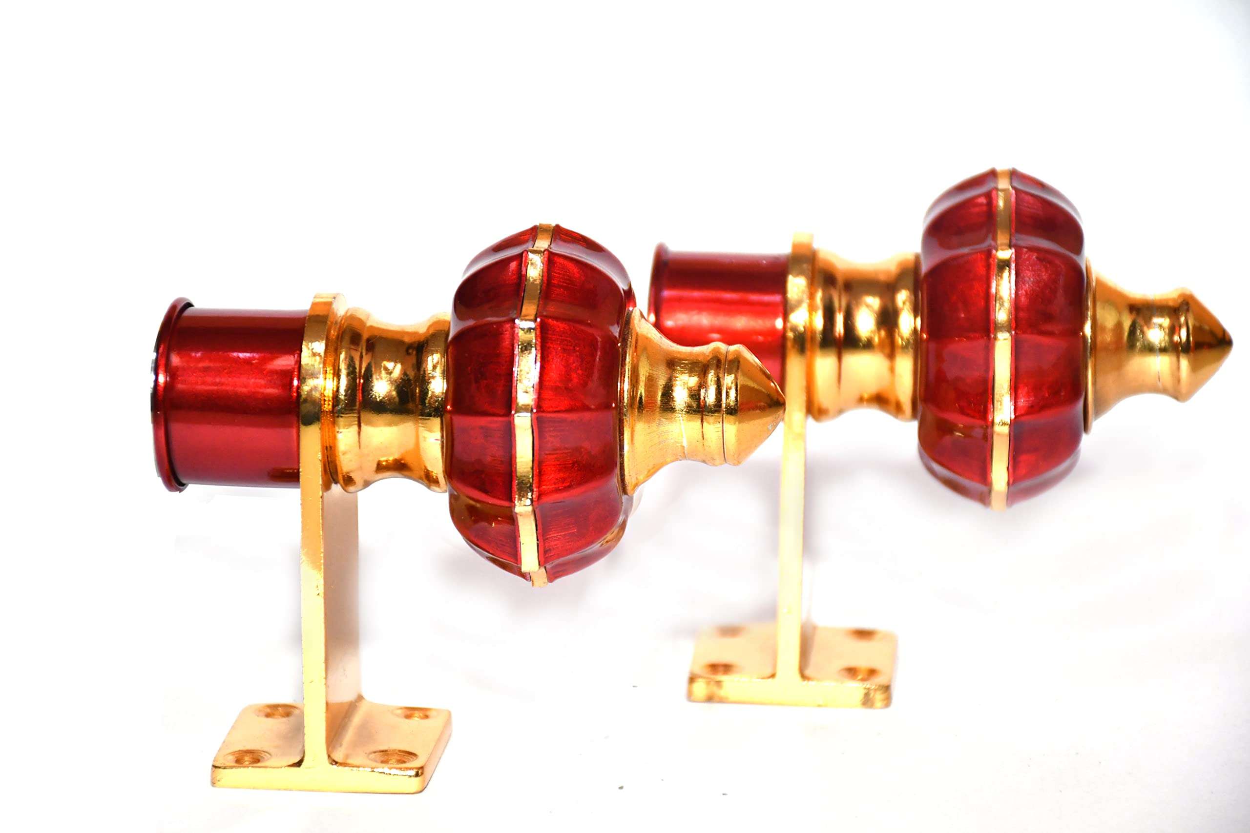 GHAR DWAR Ghardwar (Pack of 6 Pair) Zinc Alloy Antique Mandir 12 Pehel Cherry Gold Finish Curtain Bracket Window Curtains Holder Support for Window & Door Fitting 4