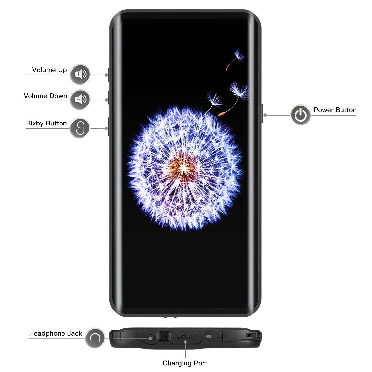 Samsung Galaxy S9 Waterproof Case, IP68 Waterproof/Snowproof/Shockproof/Dirtproof, Full-Body Protective Case with Built-in Screen Protector 5