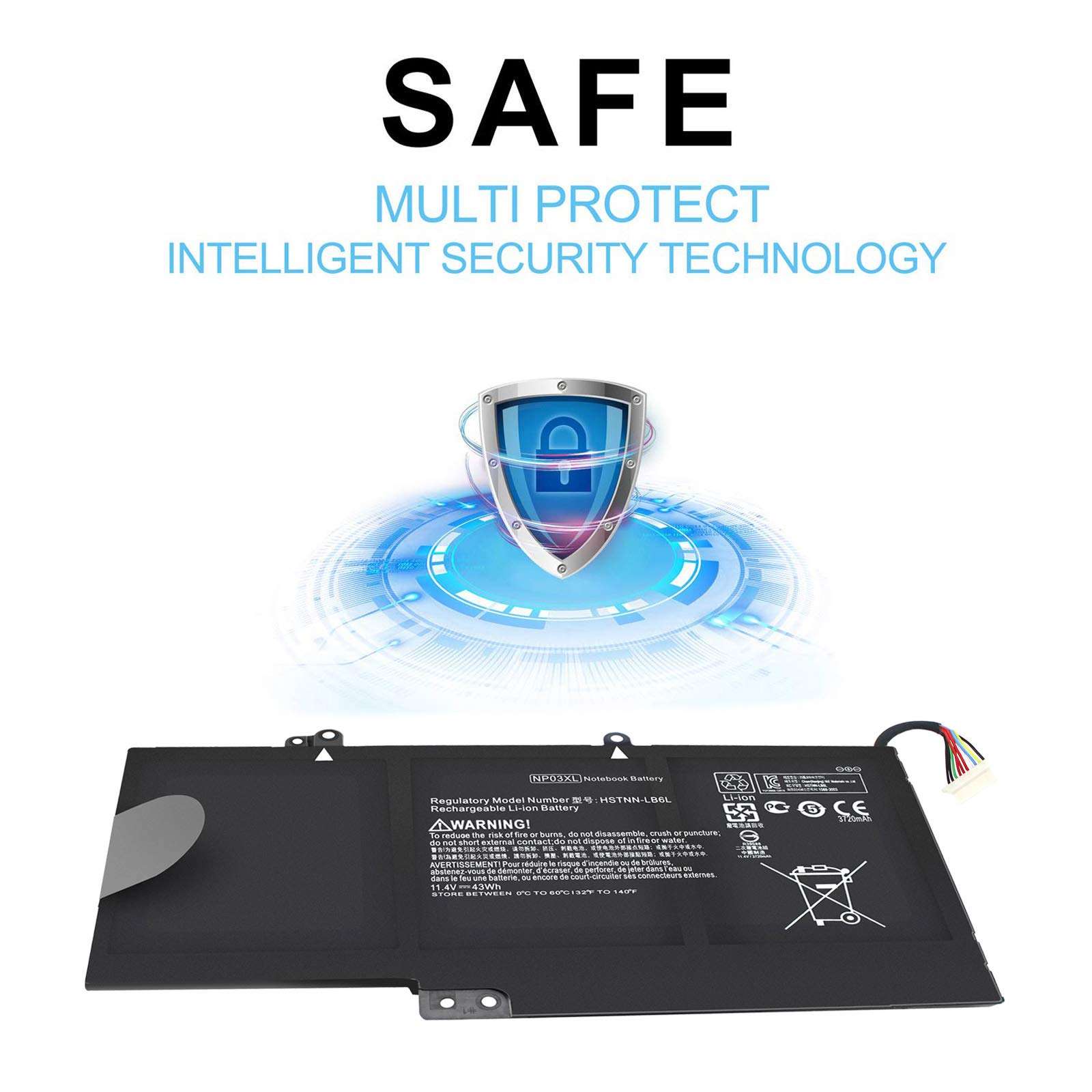 Gomarty 43WH NP03XL Notebook Battery for HP Pavilion X360 13-A010DX 13-A110DX 13-A012DX Envy 15-U010DX 15-U337CL HSTNN-LB6L TPN-Q146 TPN-Q147 TPN-Q148 TPN-Q149 760944-421 4