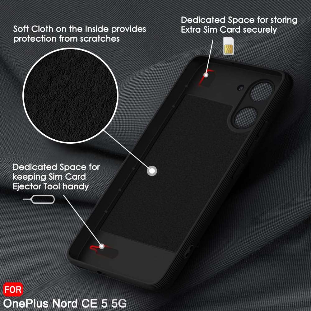 TheGiftKart Shockproof Back Cover Case for OnePlus Nord CE 5 5G | Micro-Fibre Lining Inside | Anti-Slip Grip | Stunning Minimalist Design Back Cover Case for OnePlus Nord CE5 5G (TPU, Black) 4