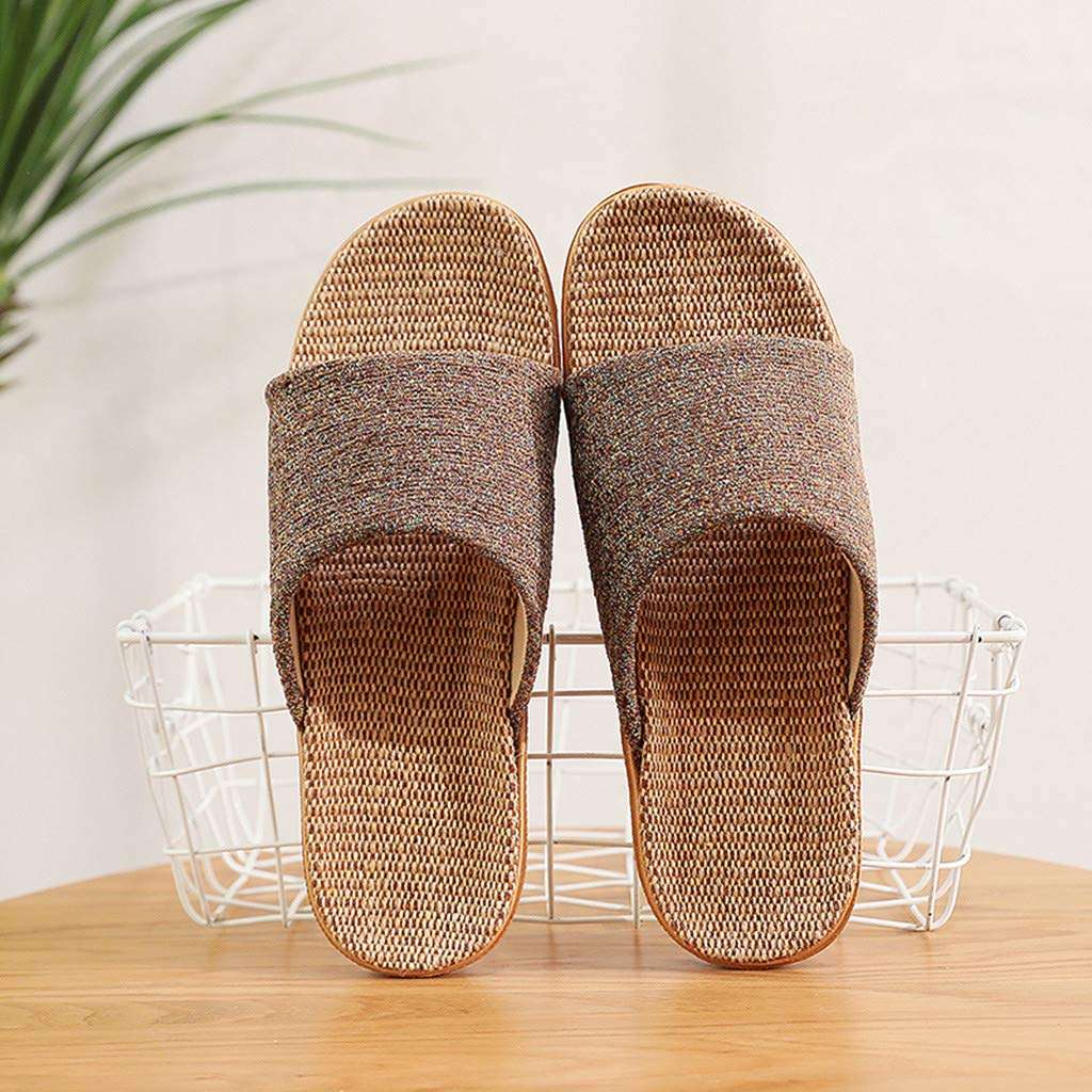 RUIVE Beach Flip Flop for Men's Casual Slip On Linen Slides Indoor Home Womens Summer Slippers 3