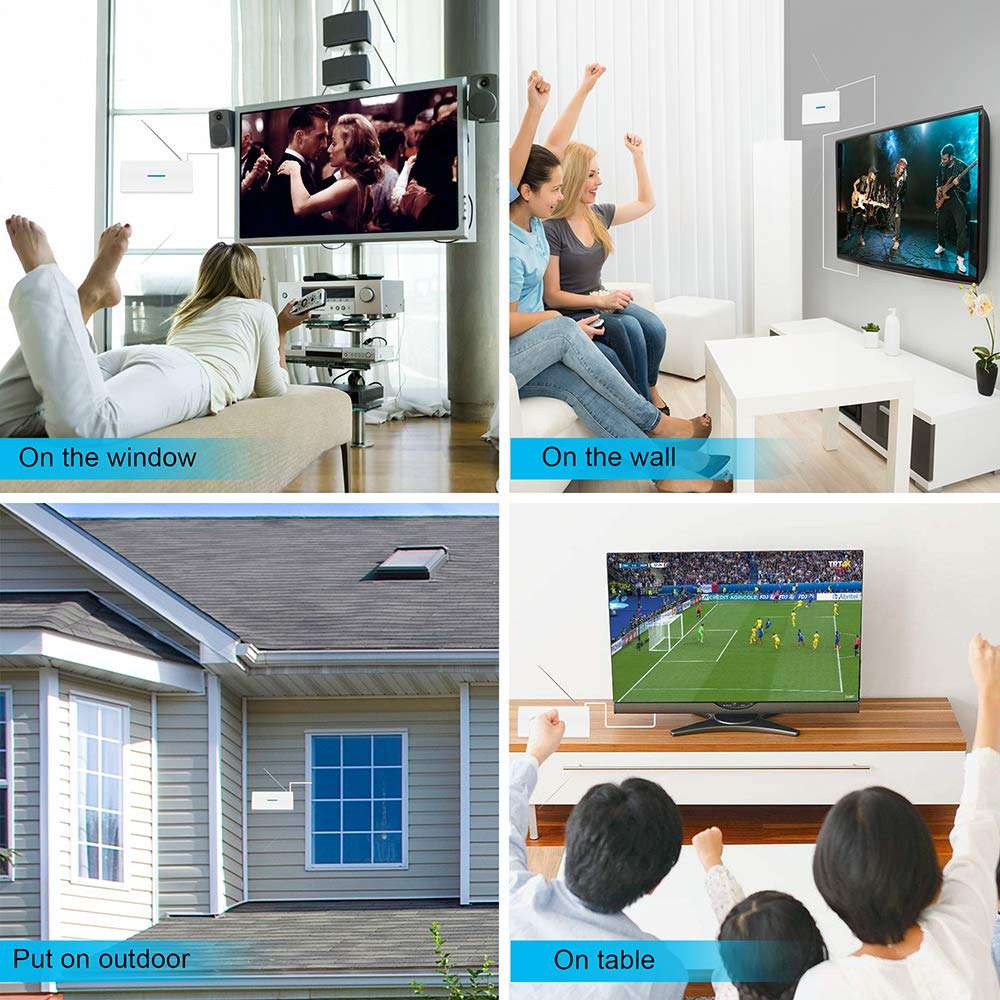 TV Antenna, 2021 Newest Digital HDTV Antenna, 250+ Miles Long Range Indoor Outdoor Smart Amplified Signal Booster with 36ft Coaxial Cable, Support Fire Stick 4K 1080p Smart tv and All Old TV Channels 6