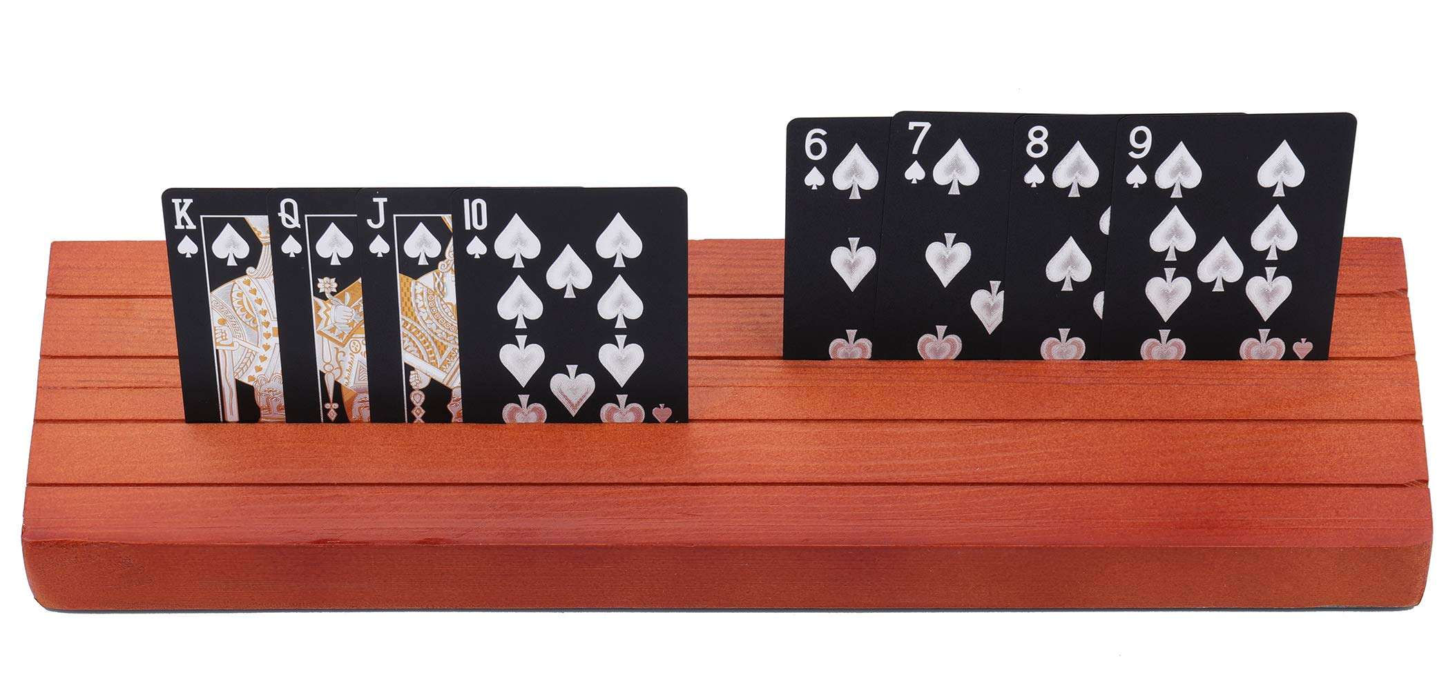 Yesland 2 Pack Wooden Playing Card Holder -13-3/4 x 3-1/8 Inches Tray Rack Organizer - Extended Versions Long Enough for Bridge Canasta Strategy Card Playing 4