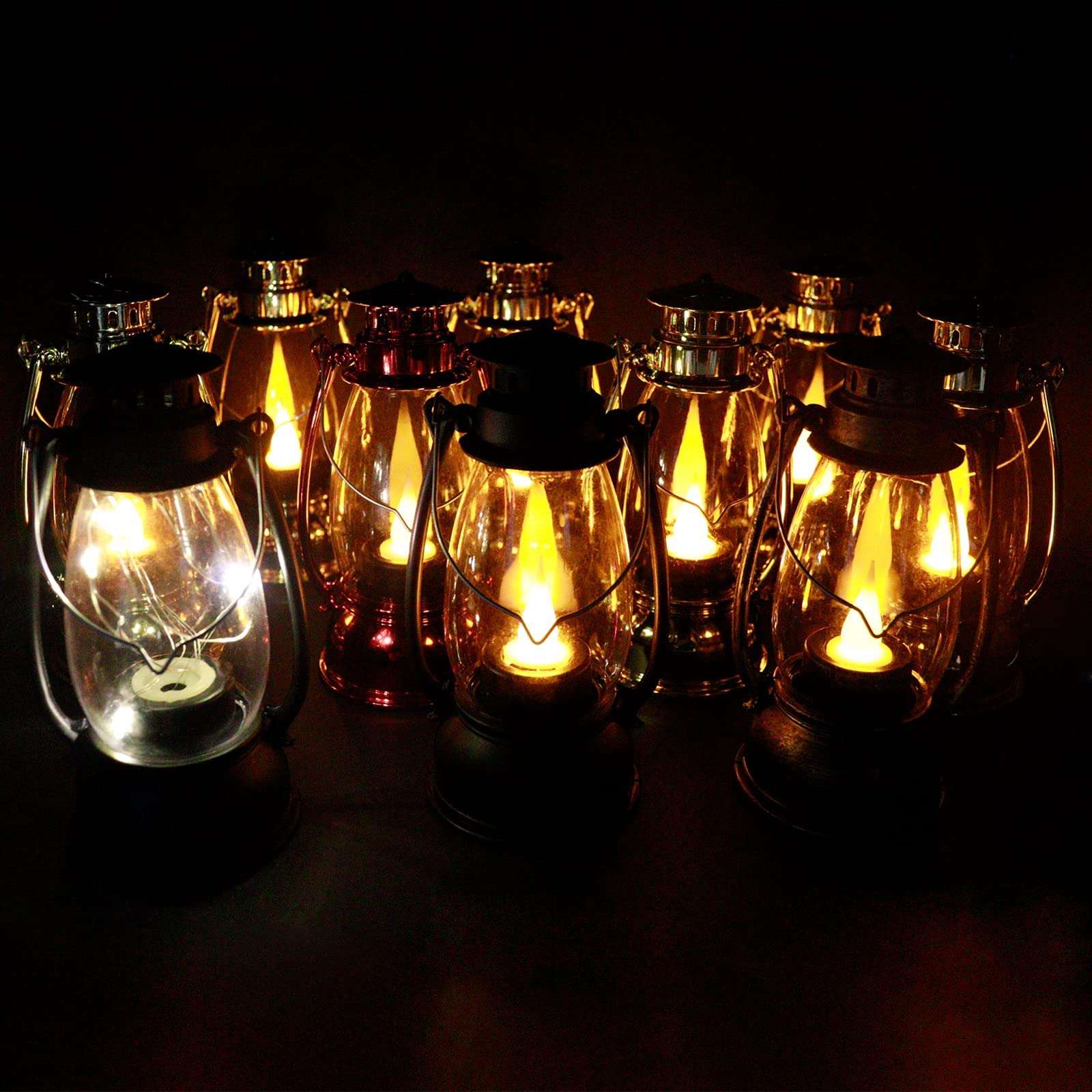 JAGDIV Mini Lanterns 6-Pcs LED Small Lanterns Indoor Lanterns Decorative Outdoor Hanging Lantern Decorative Candle Lanterns Farmhouse Decor for Weddings Birthday Party Halloween (Black 1) 5