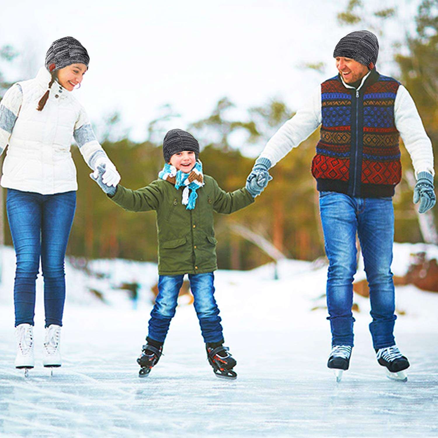 Bluetooth Beanie Hat for Men Women, Upgraded 5.0 Music Knit Cap Rechargeable Headset Hand-Free Phone with Hi-Fi Stereo Speakers Teen Kids Boys Girls Sports Running Skiing Gray 6