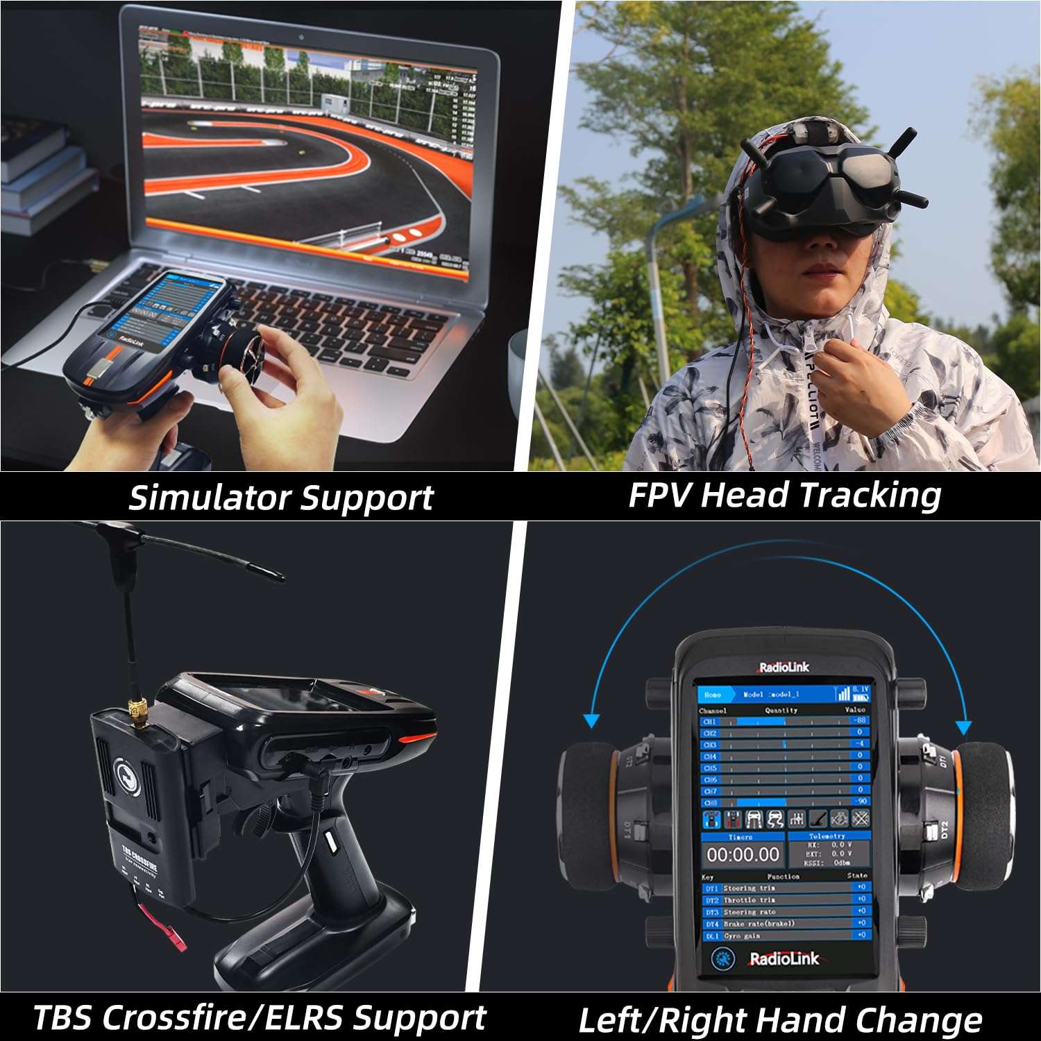 Radiolink RC8X 8 CH2.4G RC Transmitter and R8FG&R4FGM V2.2 Gyro Receiver, and Handwheel Replacement, Telemetry Surface Remote Controller, 4.3" IPS Touch FPV Screen for RC Crawler/Drifting/Cars/Boats 5