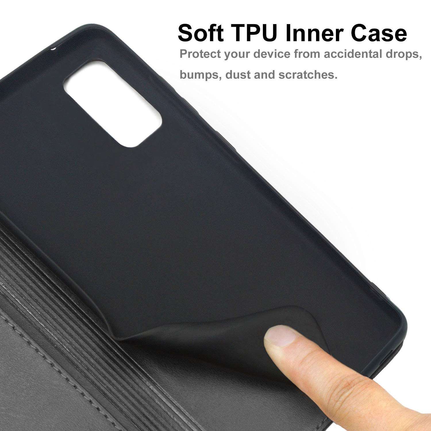 D DESSVON Samsung Galaxy S20 Case Wallet Black, Galaxy S20 Case with Card Holder Kickstand, Strong Magnet No Buckle Business Style Flip Leather Protective Phone Case Cover for Samsung Glaxy S20 6