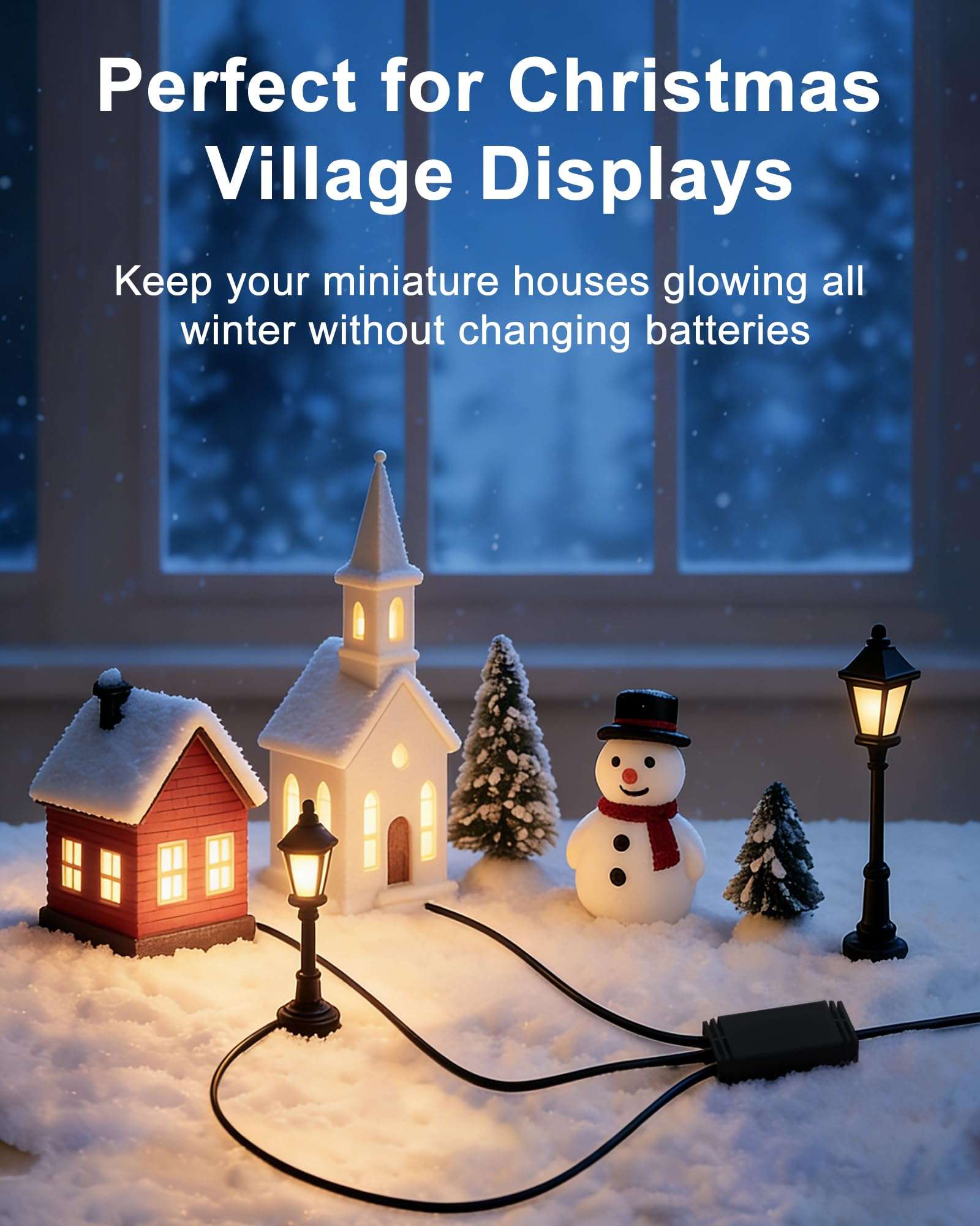 VHBW 3V Power Adapter Compatible with Department 56 Village Accessories, Compatible with Department 56 AC/DC Adapter 56.55026 5655026 55026, 3-Way 3.5mm Power Cord with 2.5mm Tips for C-Battery Box 5