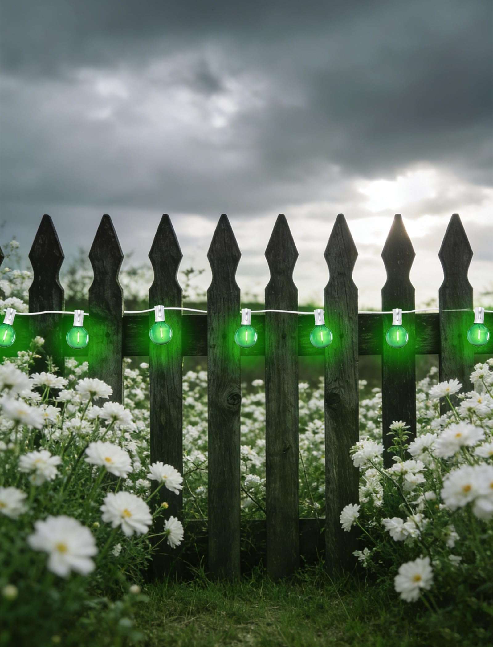 25 Pack Green G40 LED Bulbs, Commercial Grade E12 Base Replacement Bulbs for Outdoor Patio String Lights - 0.6W LED Globe Light Bulb (5W Equiv), Shatterproof Plastic for Holiday & Events (120V) 5