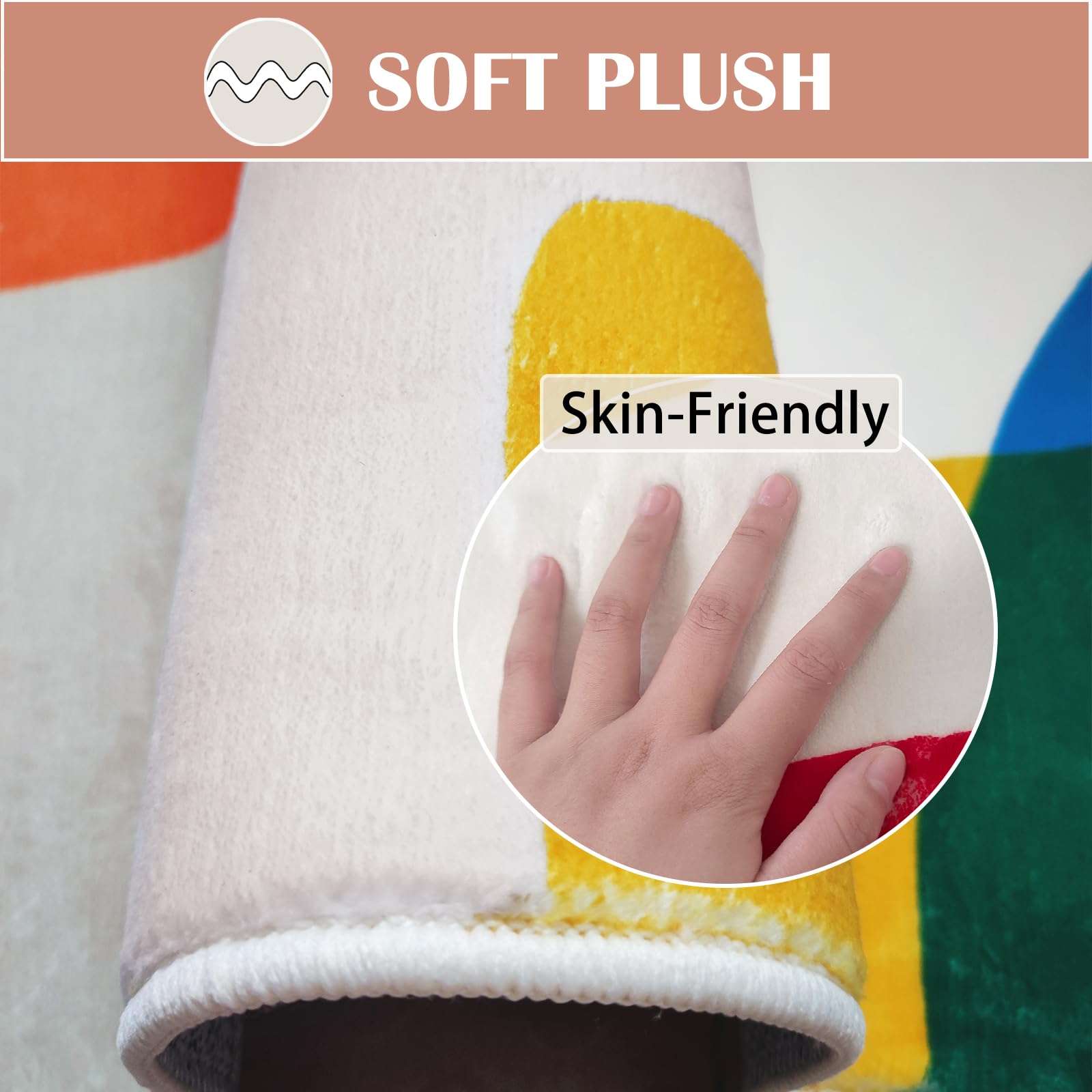 DVKKHD Modern Abstract Bathroom Rug Bright Color Block Washable Bath Mat for Kids Soft Small Bathroom Rug Non Slip Shower Rugs for Bathroom Tub Funny Room Carpet for Bedroom Indoor Door Mats 16”x24” 5