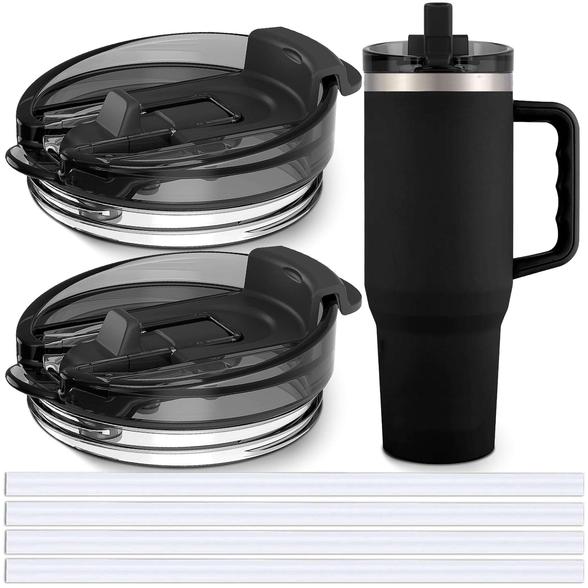 Jmoe USA 40 oz Replacement Lid For Yukon Fit Forty Tumbler With Handle | 2 in 1 Straw Lid | Made of BPA Free Tritan Plastic | 100% Leakproof Design | Dishwasher Safe (2-Pack)