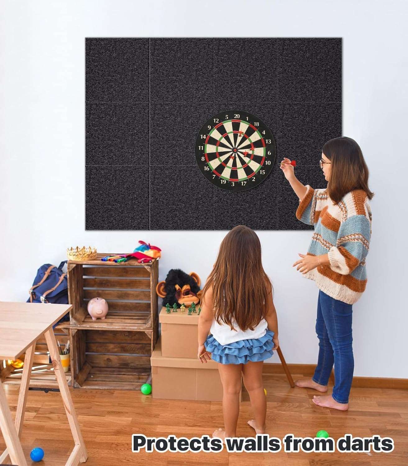 BOGOTA 6Pcs Black Felt Bulletin Board Self-Adhesive Wall Boards with 50pcs Drawing Pins Notice Board for Home Vision Board for Manifestation Pin Board for Study Room Bulletin Board Office Accessories 3