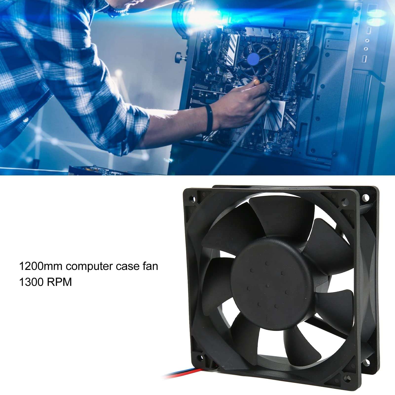 Tyenaza CPU Cooling Fan, 120mm 24V 0.75A 1300RPM Quiet 3Pin Connector Easy Installation PC Cooling Fan for Computer Chassis 4