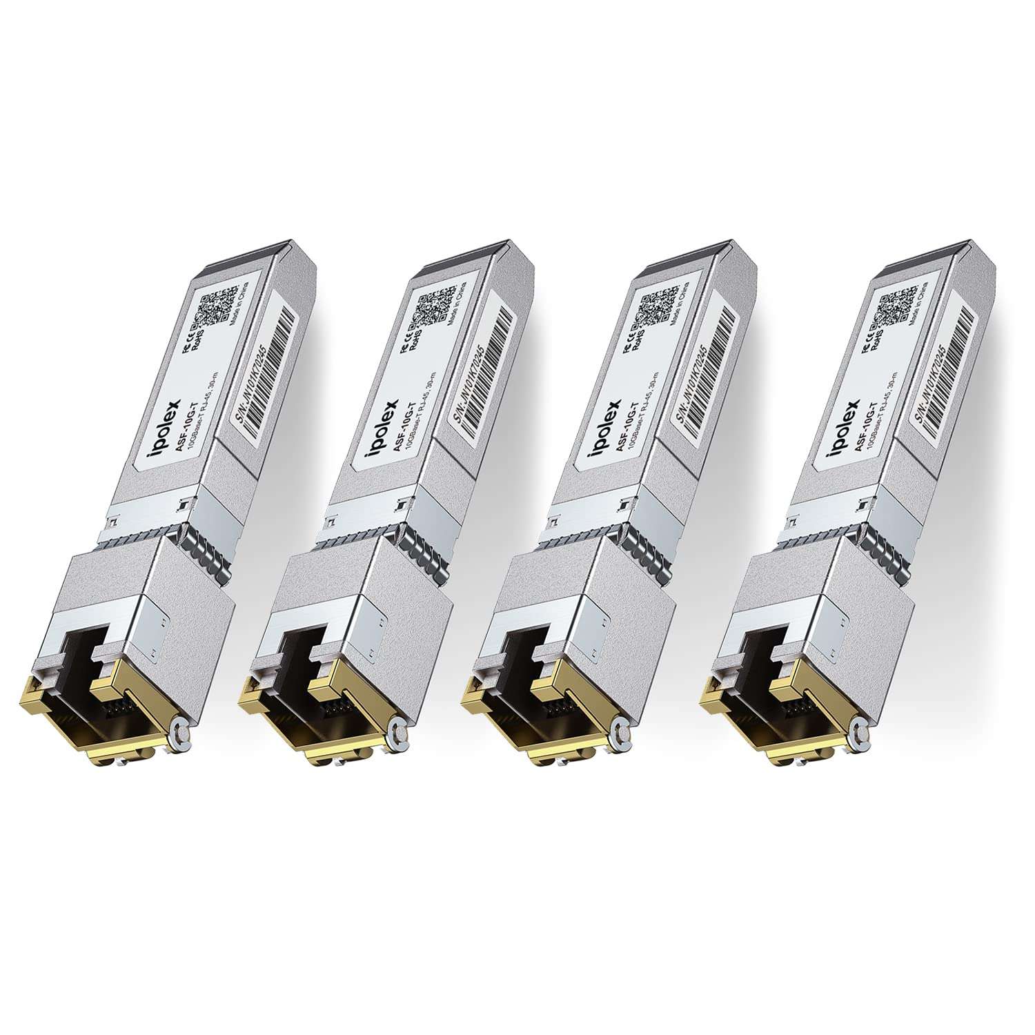10G SFP+ RJ-45 Copper Transceiver, 10GBase-T RJ45 SFP+ Module for Cisco SFP-10G-T-S, Ubiquiti UniFi UF-RJ45-10G, Mikrotik, Fortinet, Netgear, D-Link, Supermicro, TP-Link (CAT.6a/CAT7, 30m) 4 Pack