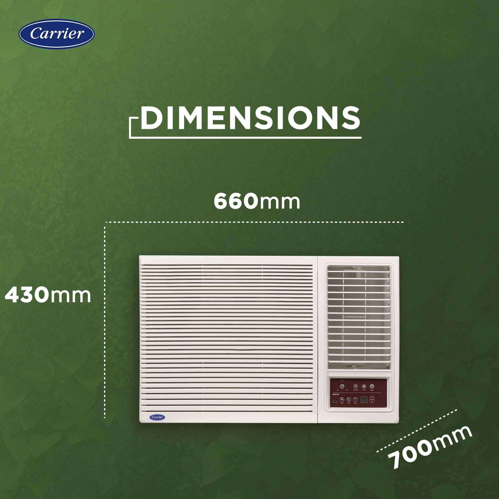 Carrier 1.5 Ton 3 Star Inverter Window AC(Copper,High Density Filter for Dust Filtration, 2Way Air Directional Control, ESTRA Fxi,CIW19SC3R35F0,White) 3