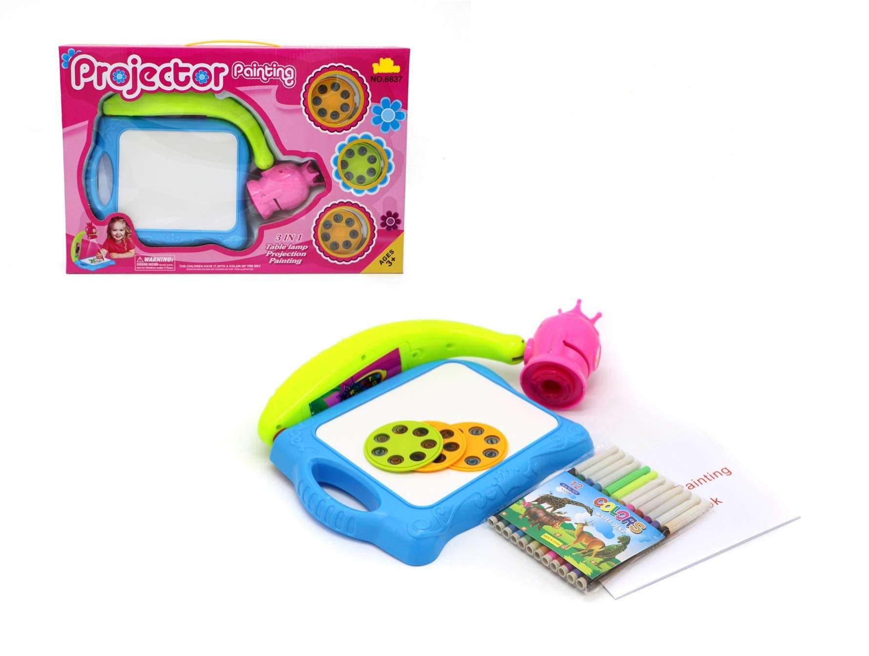 Toyzabo Kids Art Set Projector Smart Tracing Drawing Kit Light Drawing Pad Light Box Tracing Projector Kids Smart Art Projector Kids Drawing Pad with Markers Kids Smart Projector 2