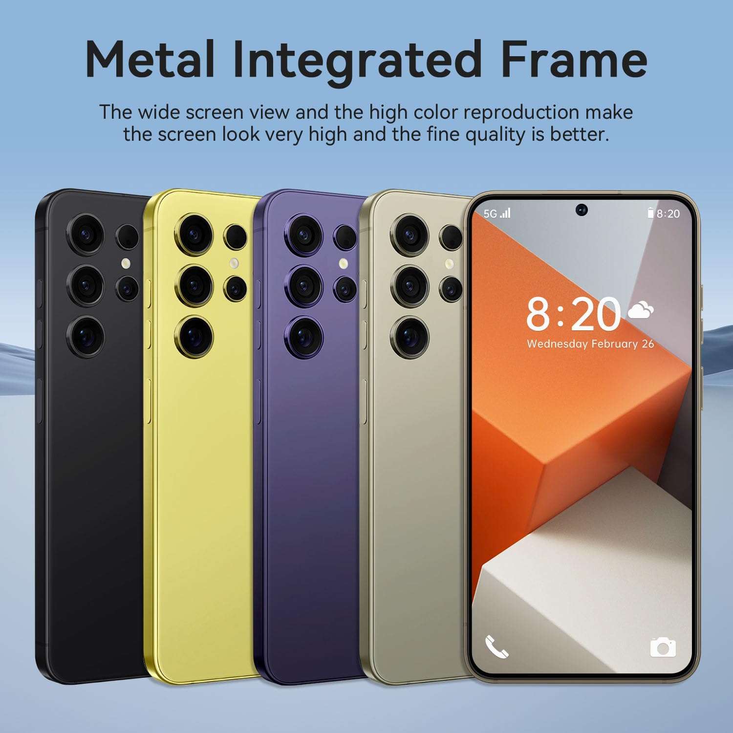 E24 Ultra Unlocked Phones with 5000mAh Battery,Android 14 Mobile Phone,Snapdragon 888 Smartphone Phone,12GB RAM+512GB ROM,48MP+108MP Camera, 3040 * 1440 HD 6.8'' Screen /5G/Dual SIM/GPS/WiFi,Grey 3