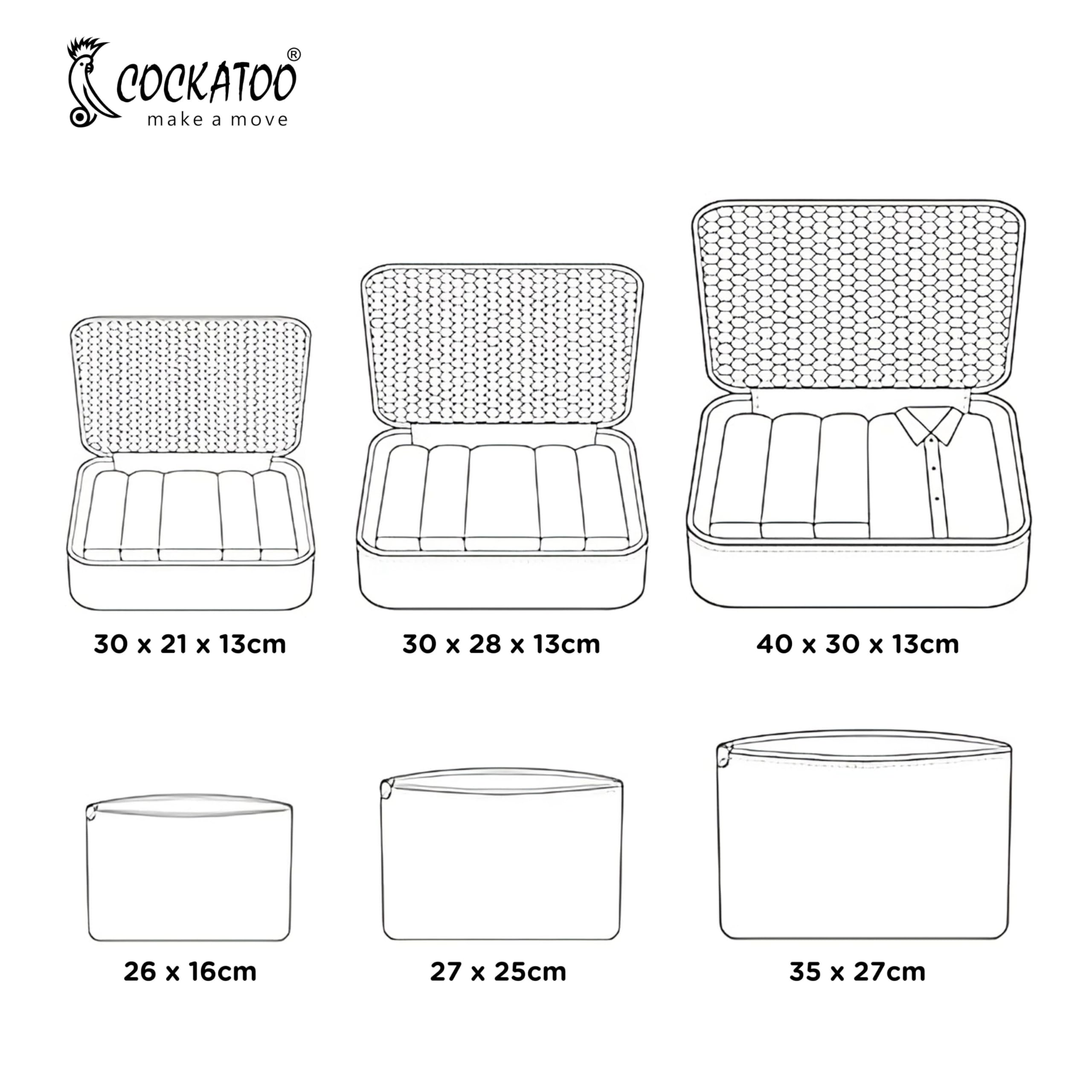 Cockatoo Horizon 6 Pc Travel Storage Bag,Travel Organizer Bags for Luggage,Material: Oxford Cloth 3