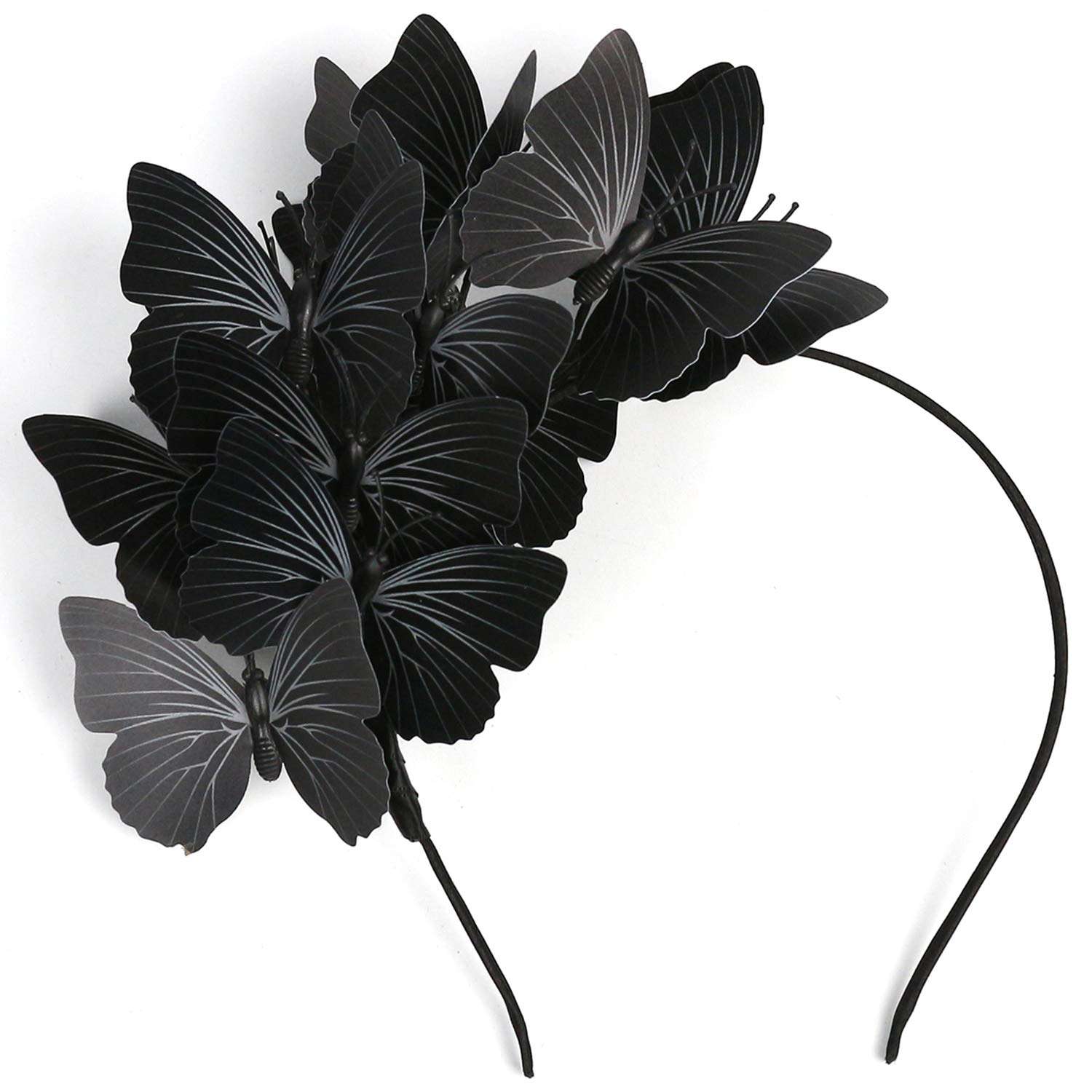 Coucoland Butterfly Fascinator Headband for Women Wedding Tea Party Hair Accessory (Black)