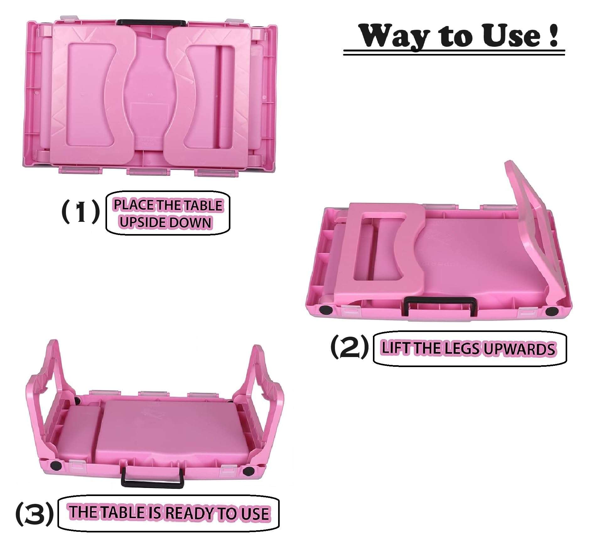 MOLTRES - Princess Life Multi-Utility Study Compack Desk | Food |Activity | Plastic Study Table | Easy to Carry | Light Weight (Light Pink) 5