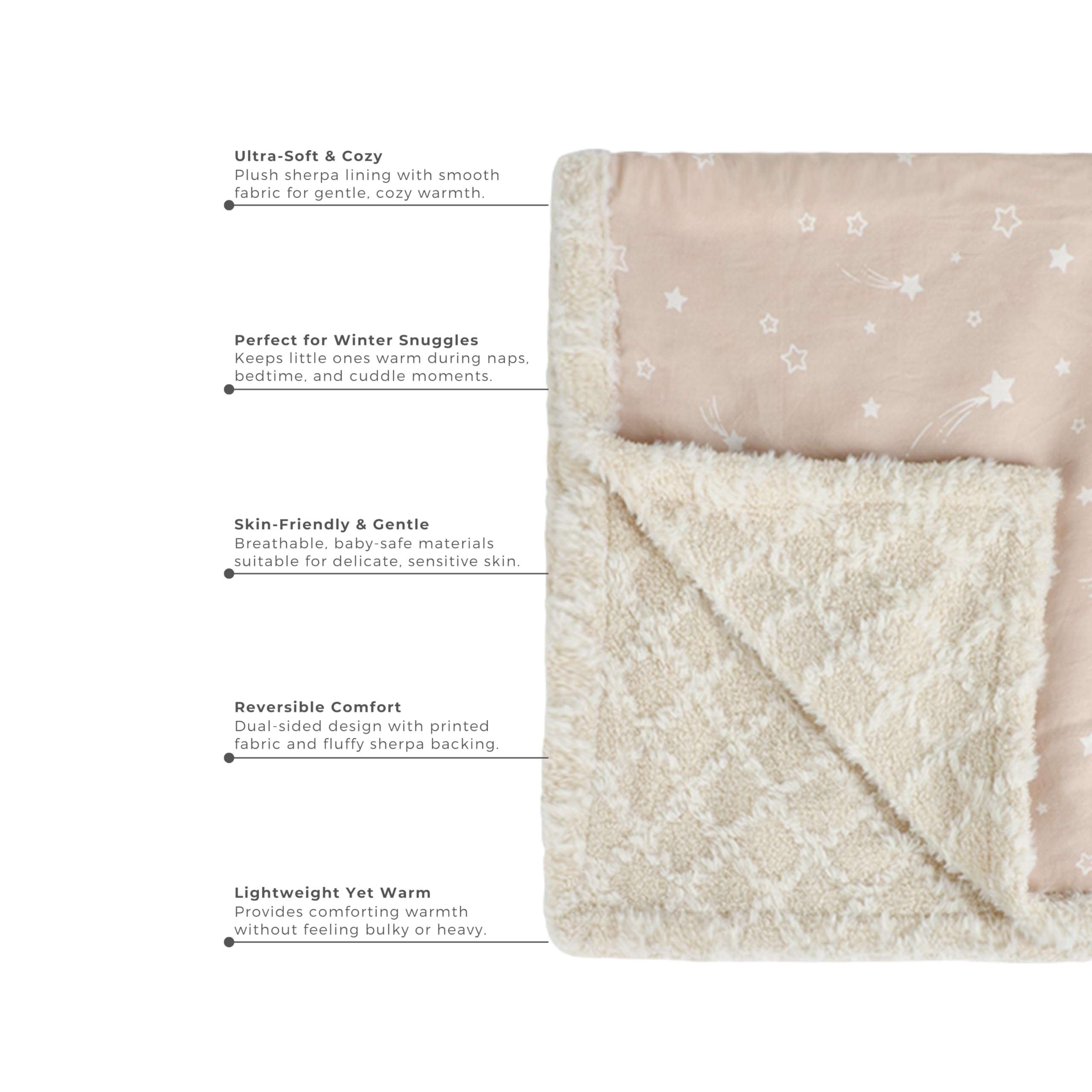abracadabra Reversible Beige Cloud Soft Luxe Blanket, Soft Baby Blanket for Newborns & Infants, Cozy Warm Infant & Toddler Blanket, Baby Bedding & Baby Wrap Blanket - Shooting Star 6