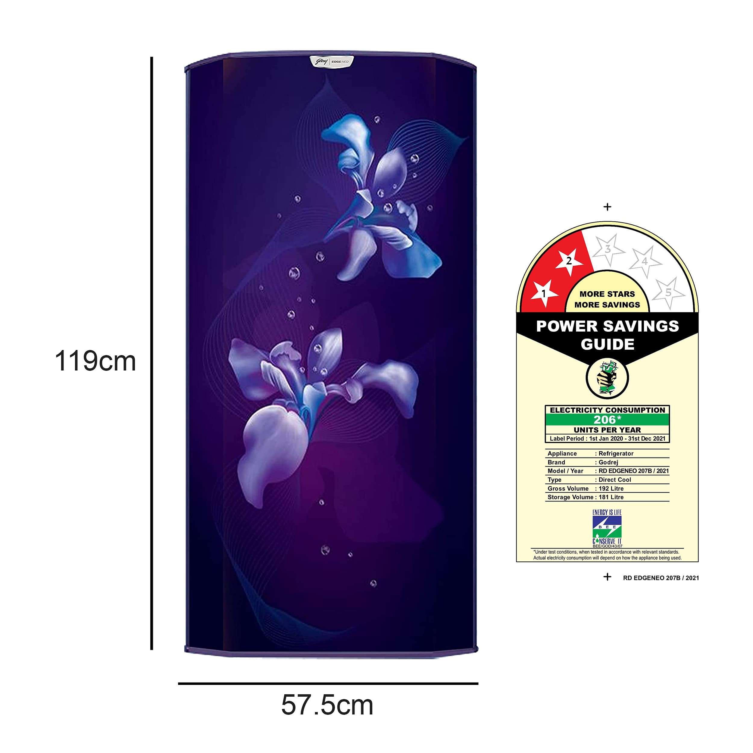 Godrej 192 L 2 Star Direct-Cool Single Door Refrigerator (RD EDGENEO 207B 23 THF OX BL, Oxy Blue, Turbo Cooling Technology) 2