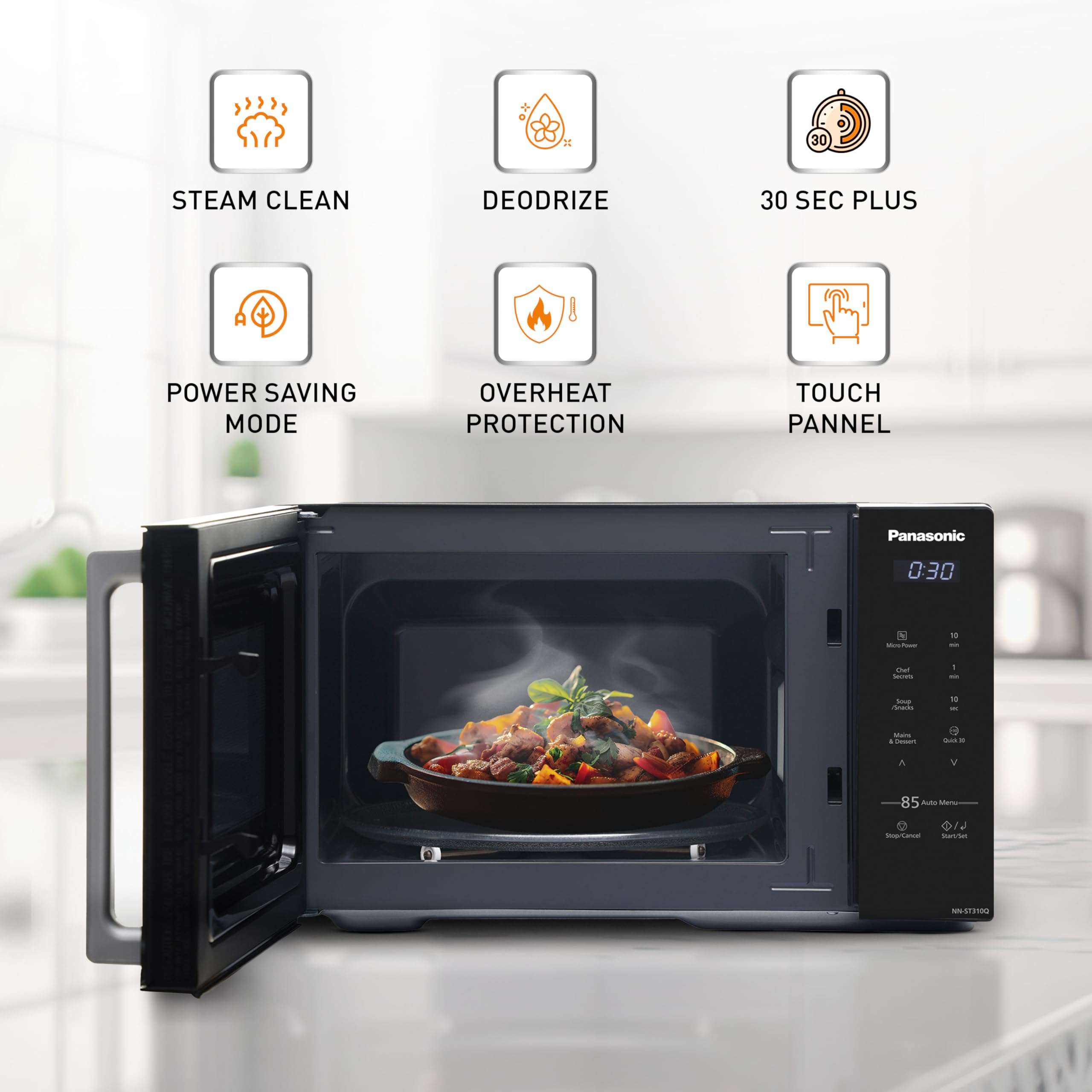 Panasonic 25L Solo Microwave Oven (NN-ST310QBFG, Black, 85 Auto Cook Menus) 5