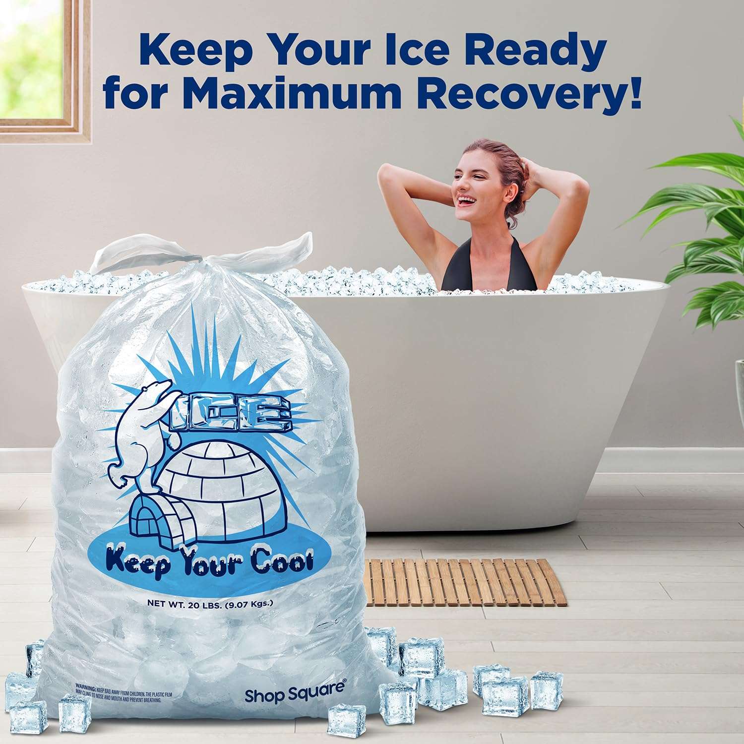 Ice Bags 20 lb with Drawstring - 100 Pack Ice Bags for Ice Machine, Heavy-Duty Reusable Ice Cube Bags, Plastic Bags for Ice, Ice Storage Bags for Freezers 5