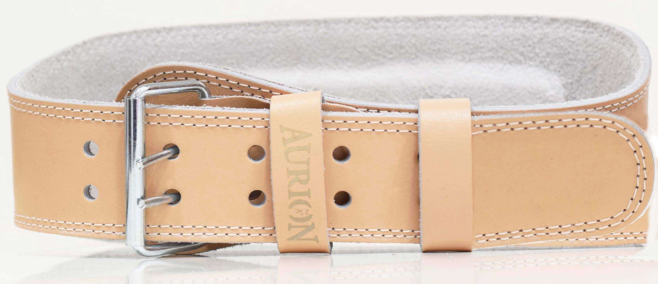 Aurion Genuine Leather Weight Lifting Belt Body Fitness Gym Back Support for Heavy Lifting Belt 2