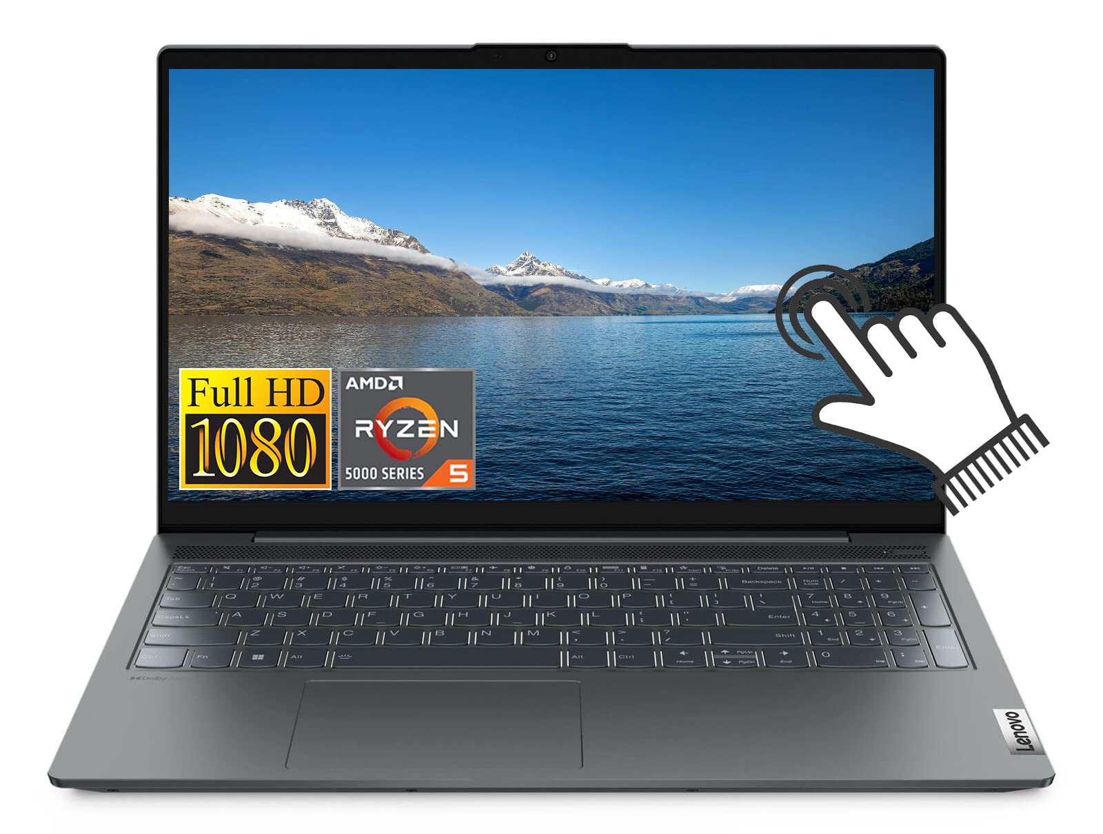 Lenovo Ideapad 5 15.6" FHD Touchscreen Laptop, AMD Ryzen 5625U(6 Cores, Up to 4.3GHz), 16GB RAM, 512GB NVMe SSD, Fingerprint Reader, Backlit Keyboard, WiFi 6, Webcam, HDMI, Win 11, w/ CUE Accessories