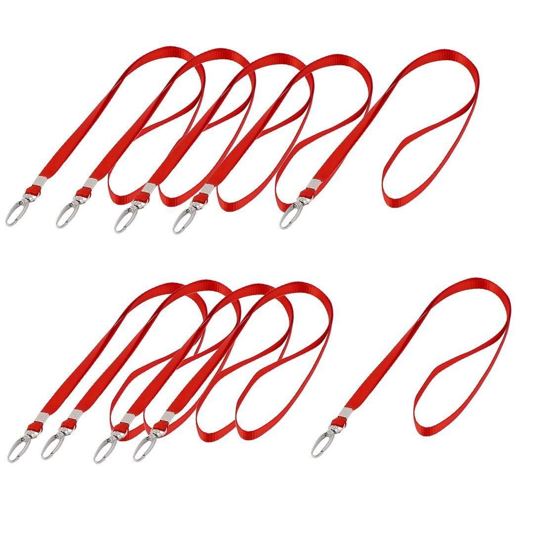 Ubersweet® Imported Metal Hook ID Card Name Tag Pass Badge Holder Clip Neck Strap Lanyard 10pcs Red