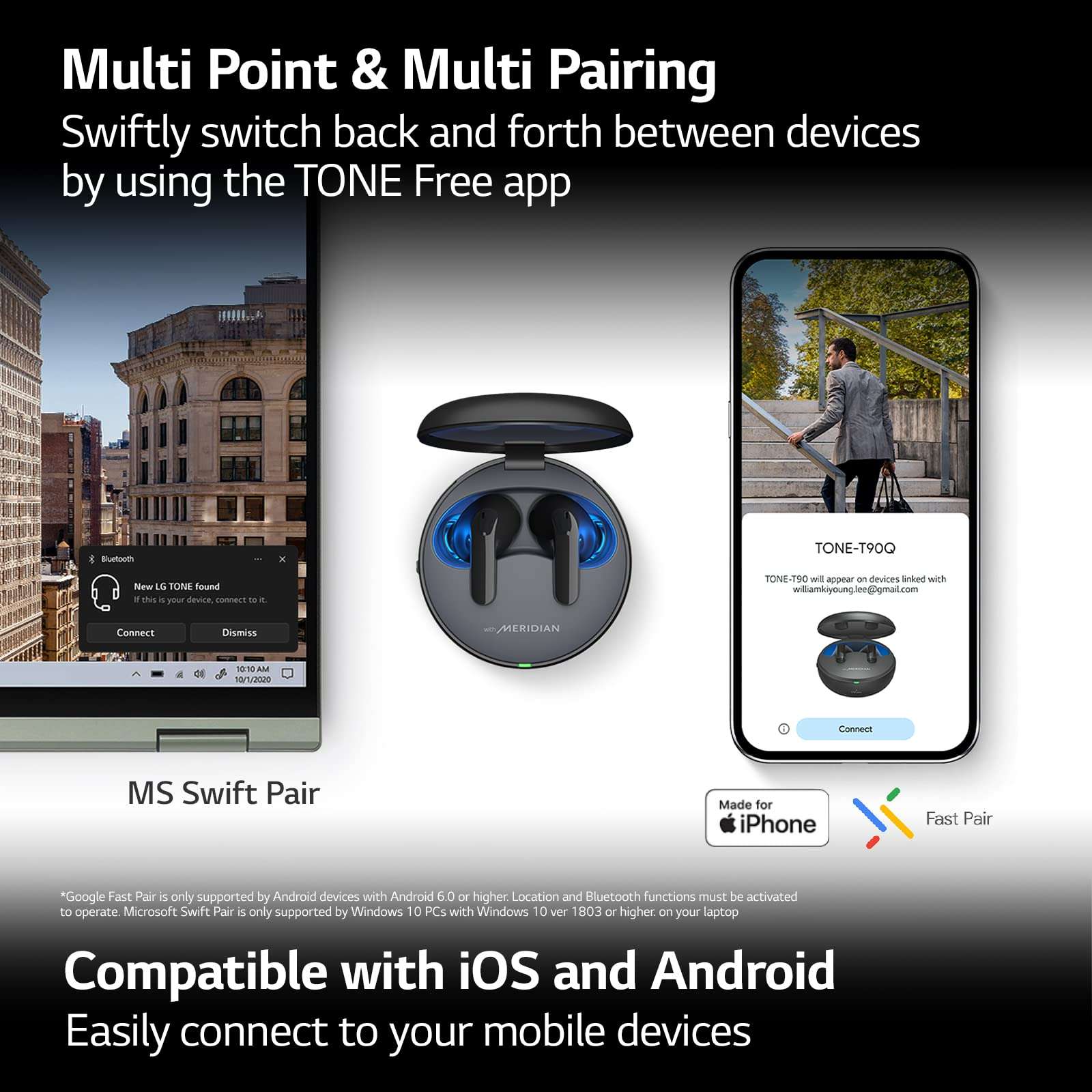 LG Tone Free T60Q - Hybrid Active Noise Cancelling True Wireless Bluetooth Uvnano+ Earbuds 5