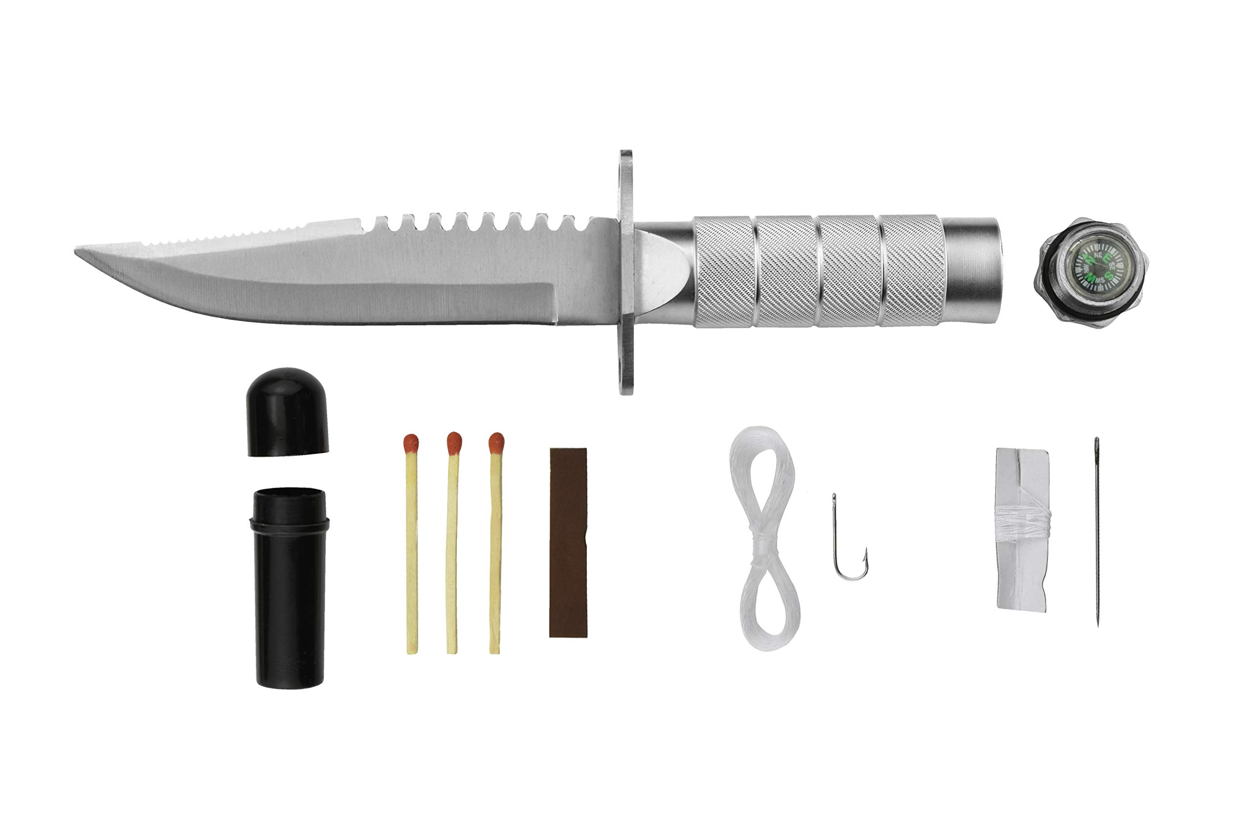 SE 8" Stainless Steel Survival Knife with Compass and Kit - Outdoor Adventure Gear - KFD1522