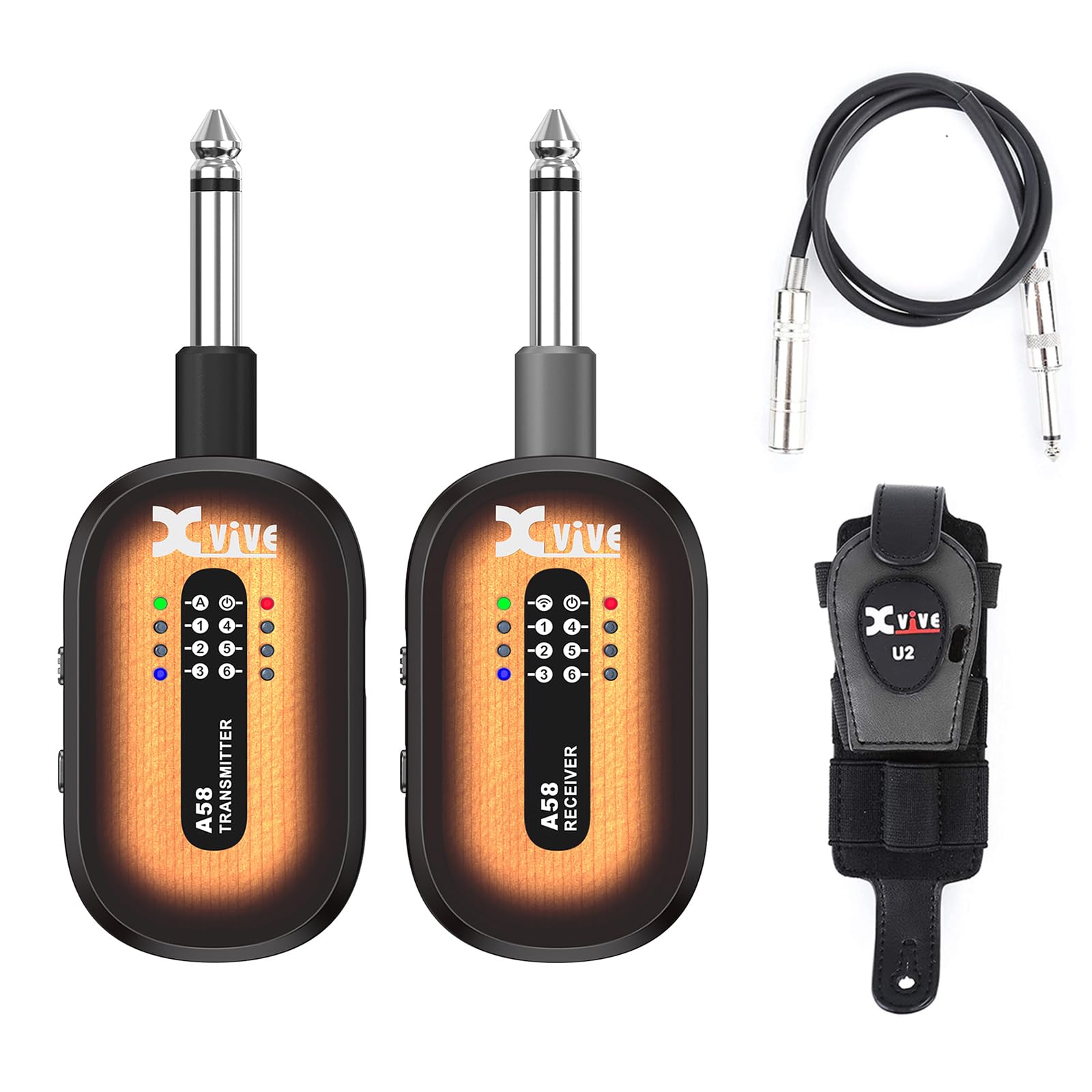 Xvive A58 Wireless Guitar System with Transmitter Holder(Suburst)