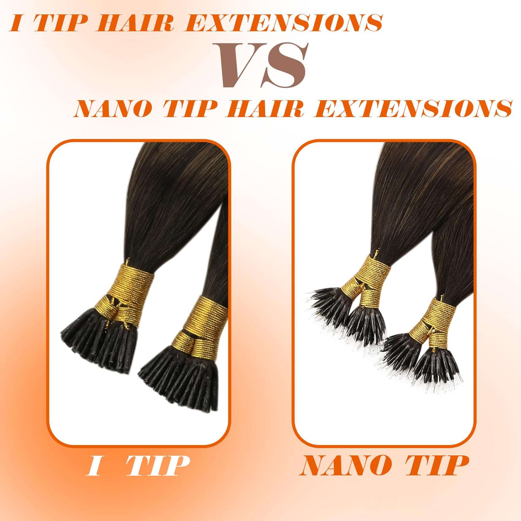 [Sunny & Ve Sunny]Sunny Itip Hair Extensions Dark Brown Balayage Medium Brown with Highlight Bundle with Ve Sunny Ponytail Hair Extensions Same Color 16inch 6