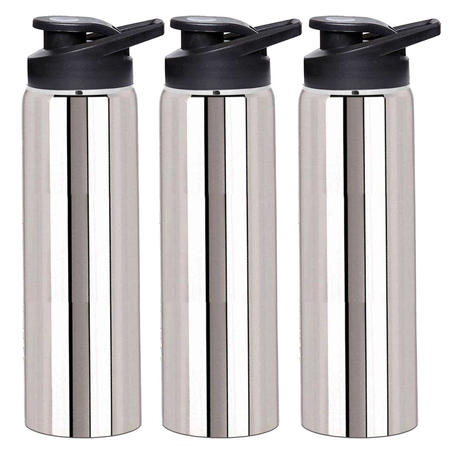 Kuber Industries Stainless Steel 3 Pc Fridge Water Bottle/Refrigerator Bottle/Thunder(1000 ML)-CTKT + Kuber Industries Stainless Steel 3 Pc Fridge Water Bottle Set with Flip Cap 700 Ml (Silver)-CTKT 6