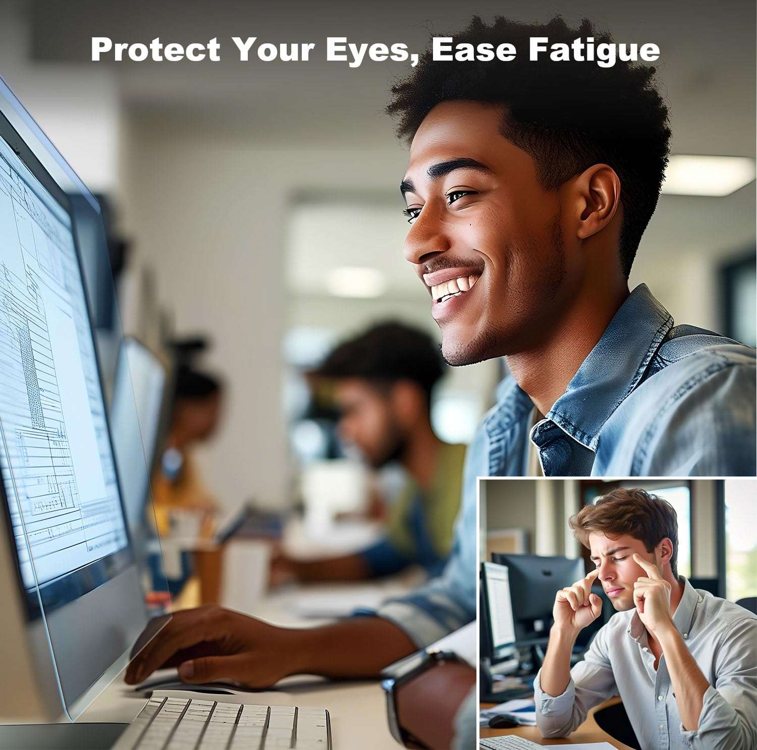 2 Pack Anti-Blue Light & Anti-Scratch Screen Protector Shield for 31-32 Inches Desktop Computer Monitor, Hanging Block Filter Panel for Eye Protection 6