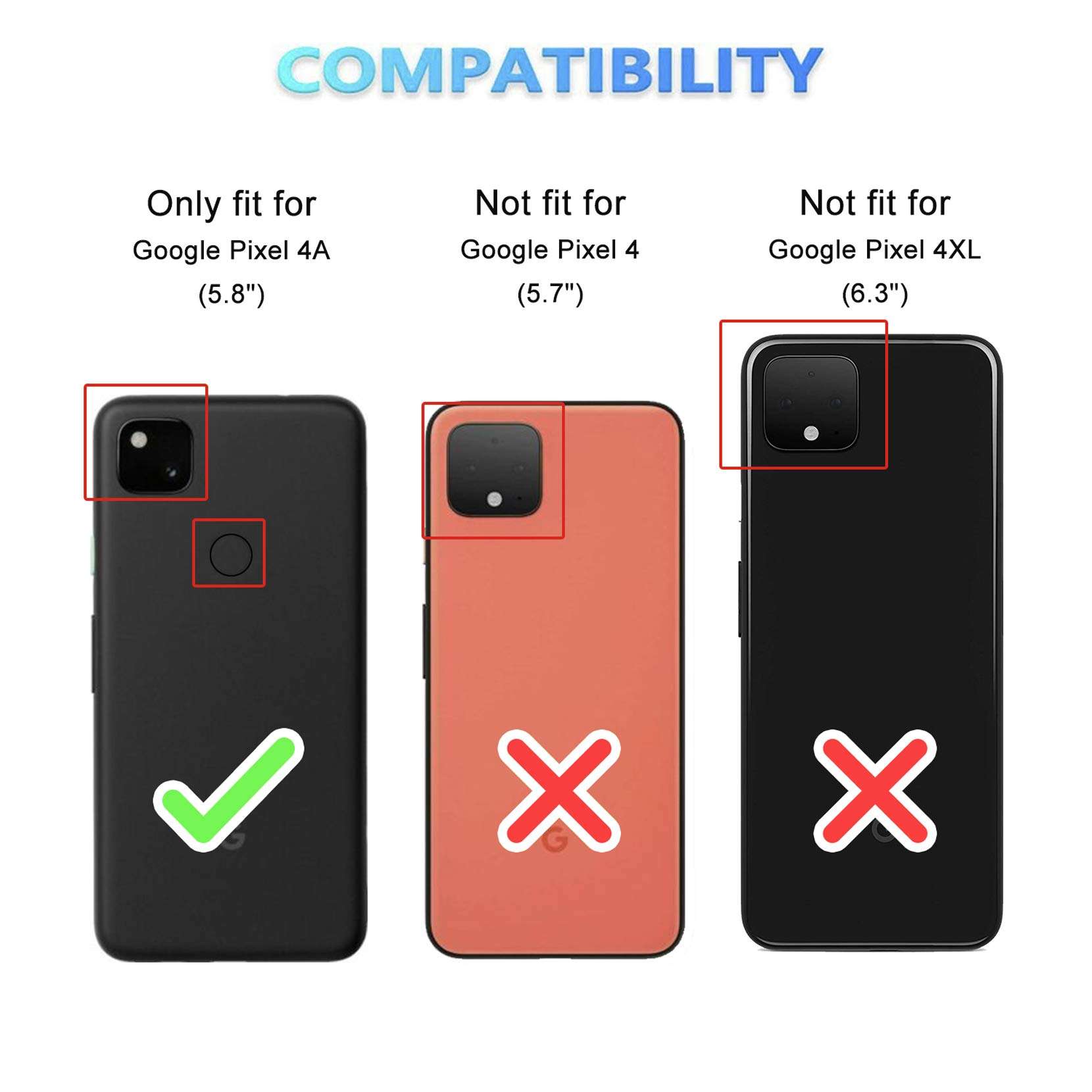 ykooe Google Pixel 4A Case (5.8"), Classic PU Leather Flip Phone Case for Google Pixel 4A 2020 Card Holder Cover, Black 3