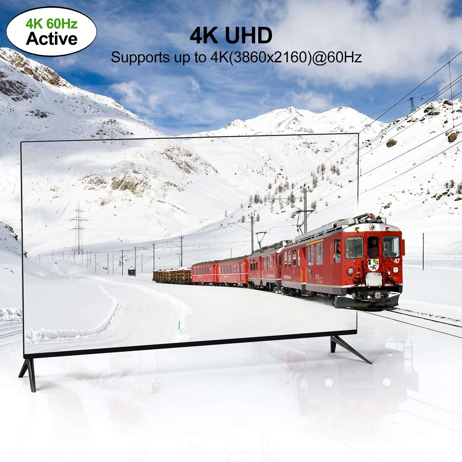 UVOOI Active Mini DisplayPort to HDMI 2.0 Adapter Cable 6 Feet, Mini DP to HDMI Active Cable Supporting Eyefinity Technology & 4K@60Hz, 1440P@144Hz Resolution-A2 5