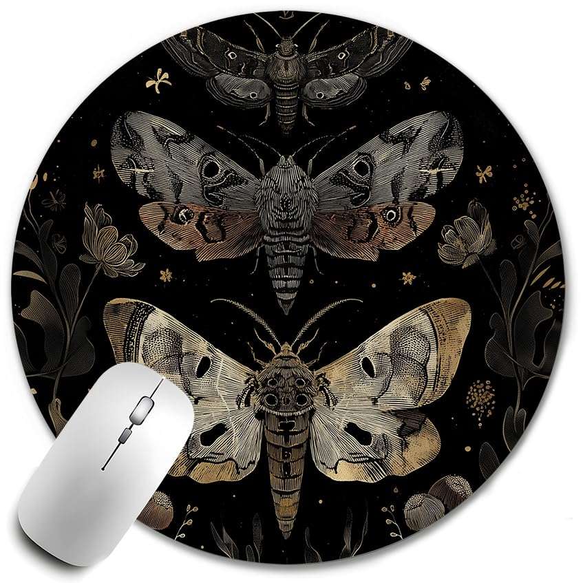 WOOGCHEIR Butterfly Mouse Pad, Boho Butterfly and Moth Mousepad Mouse Mat with Non-Slip Rubber Base for Home Office Desk Accessories, Desk Supplies for Women Office Aesthetic,7.9x7.9 Inch 1