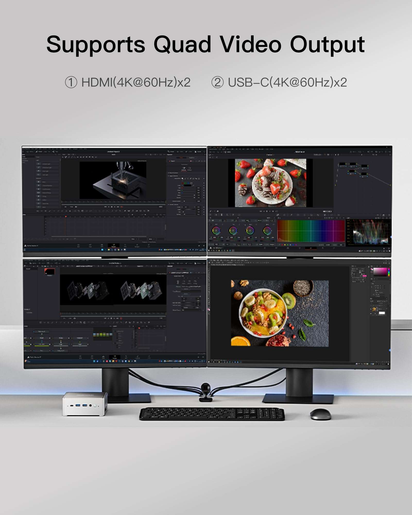 MINSFORUM Mini PC NAB9 Intel Core i9-12900HK 14 Cores/20 Threads,up to 5.0GHz 32GB RAM 1TB PCIe4.0 SSD,Dual 2.5 G RJ45 LAN Mini Computer,2 x HDMI/USB-C(4K@60Hz),7X USB Ports, WiFi 6, BT5.2 4