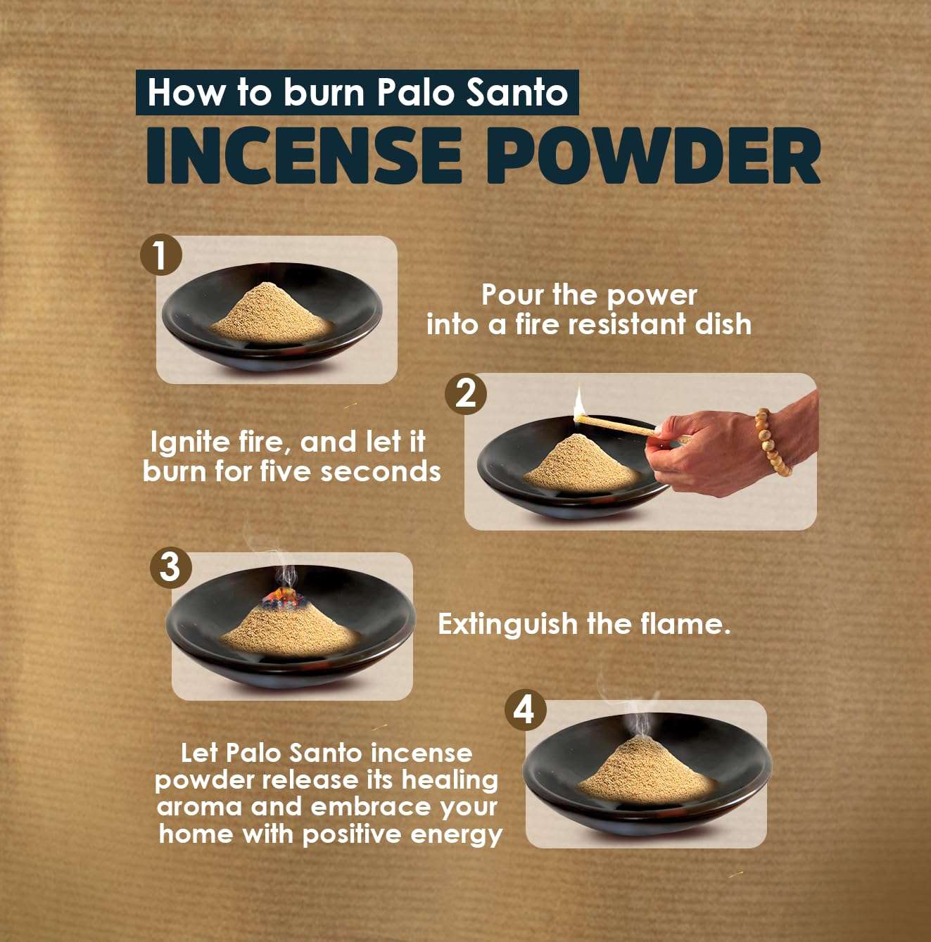 Palo Santo Powder 4oz Natural and Sustainable from Peru Incense Powder for Smudging, Energy Cleansing, Meditation - sustainably Harvested Aromatic Resin Organic Incense 3